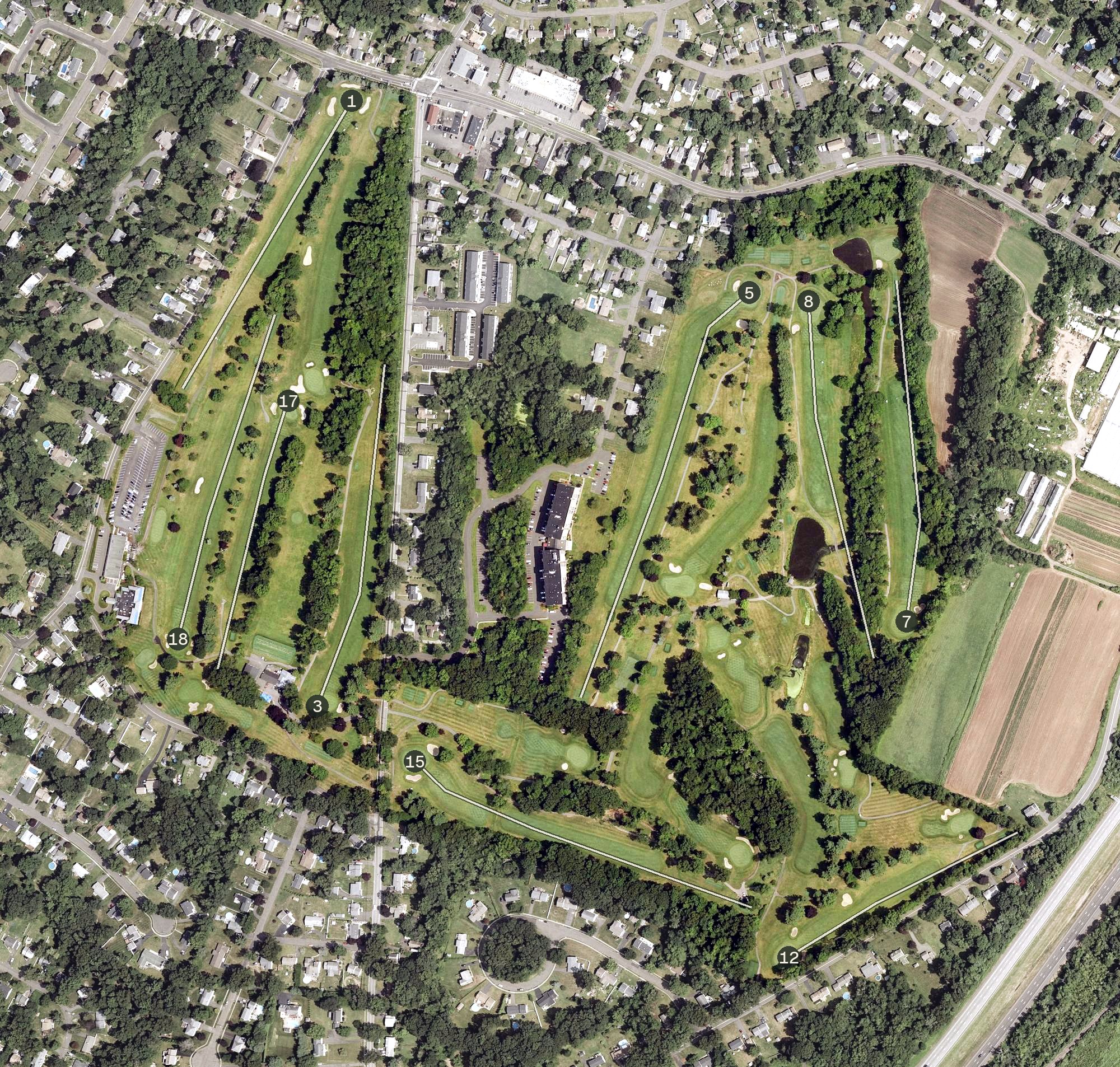 Aerial view of Wallingford Country Club, CT