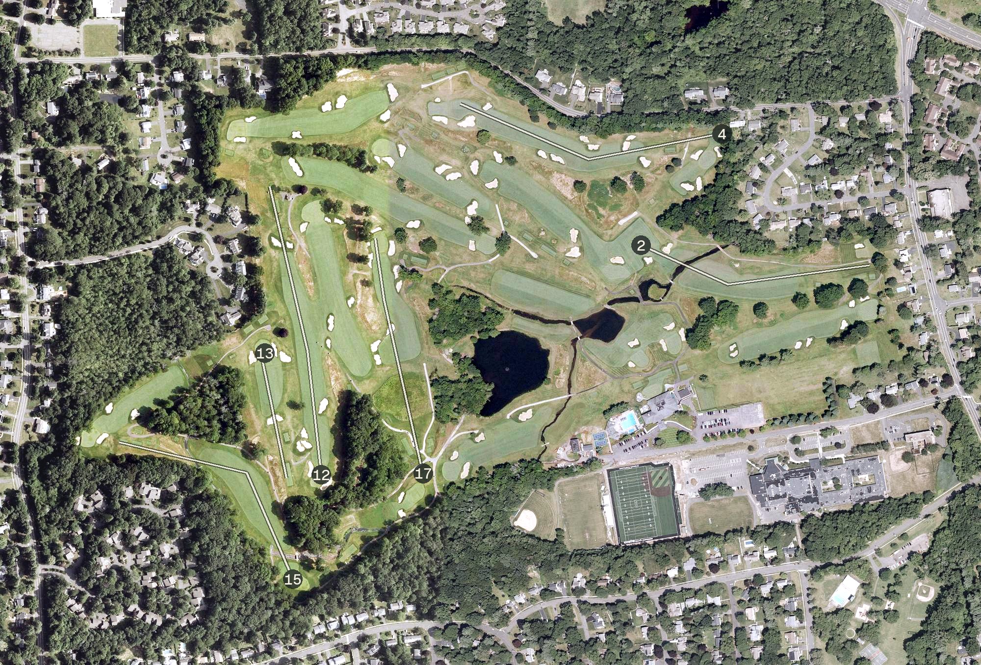 Aerial view of Wampanoag Country Club, CT