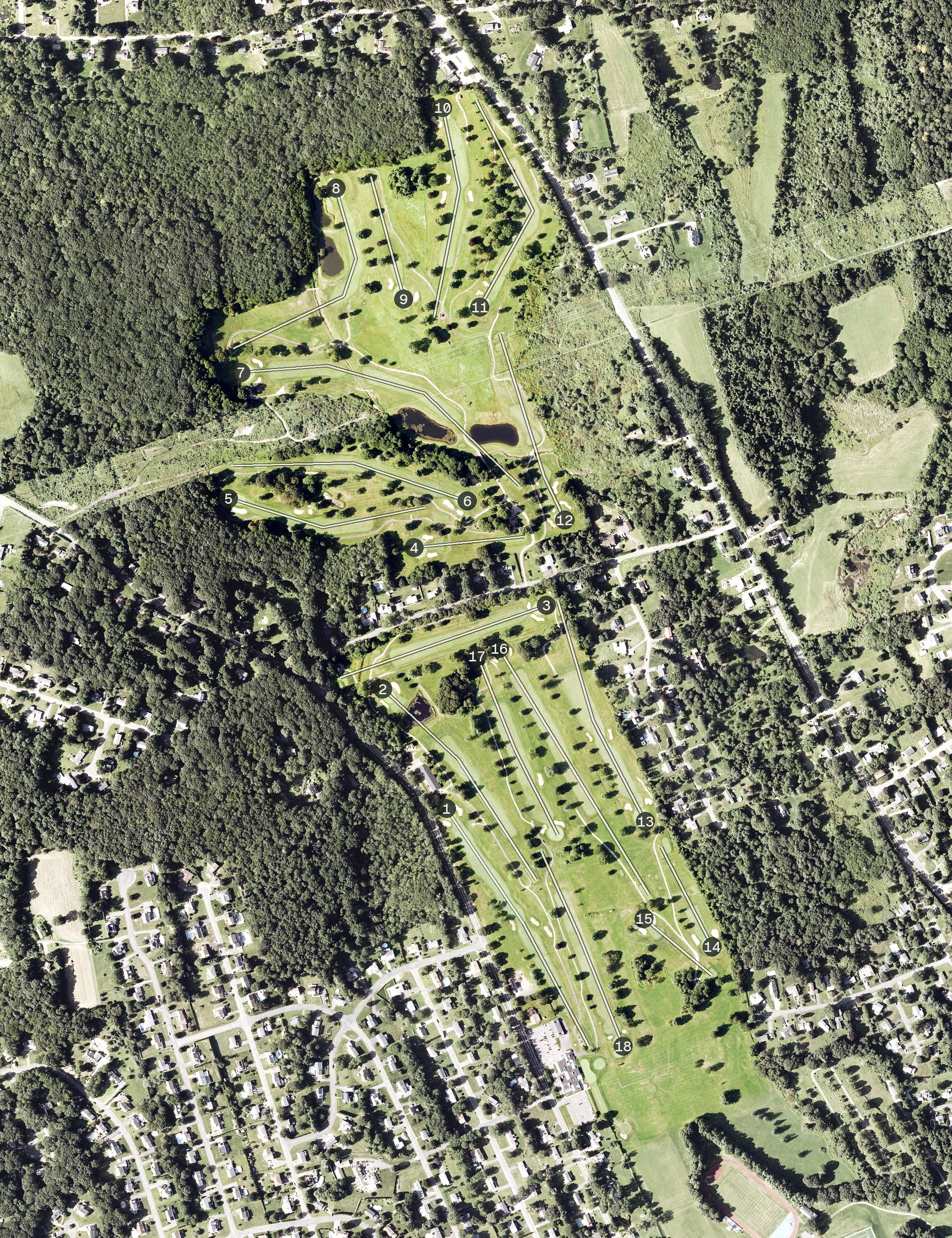 Aerial view of Watertown Golf Club, CT