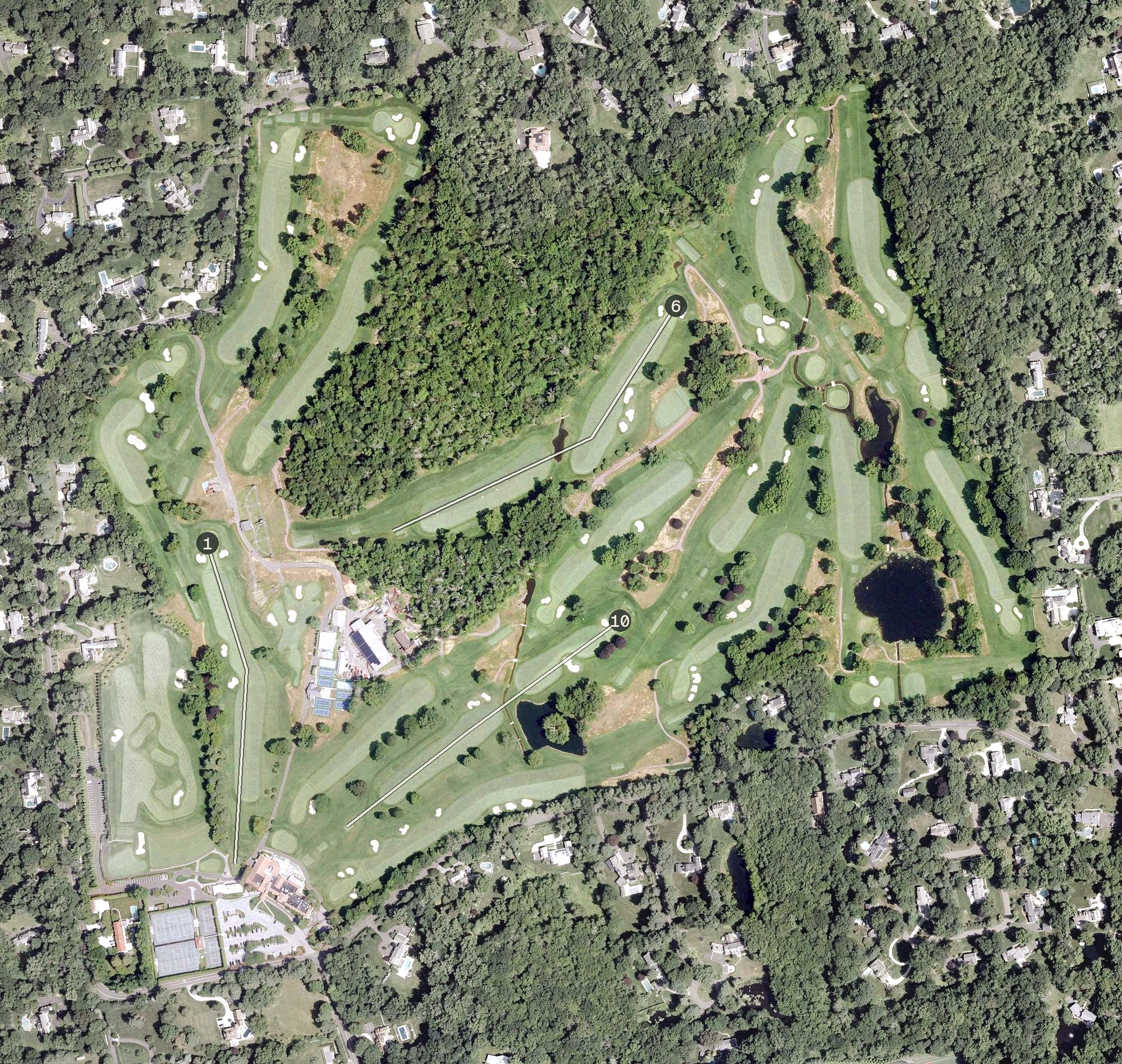 Aerial view of Wee Burn Country Club, CT