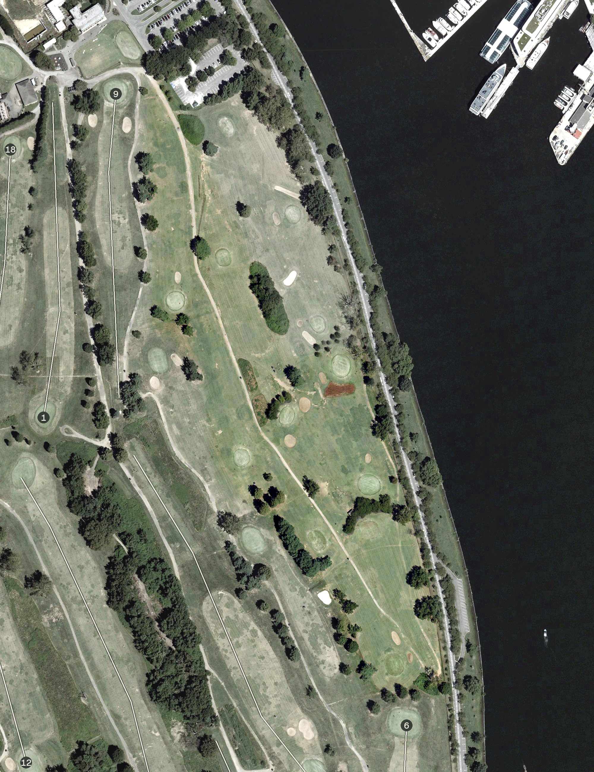 Aerial view of East Potomac Red Course, DC