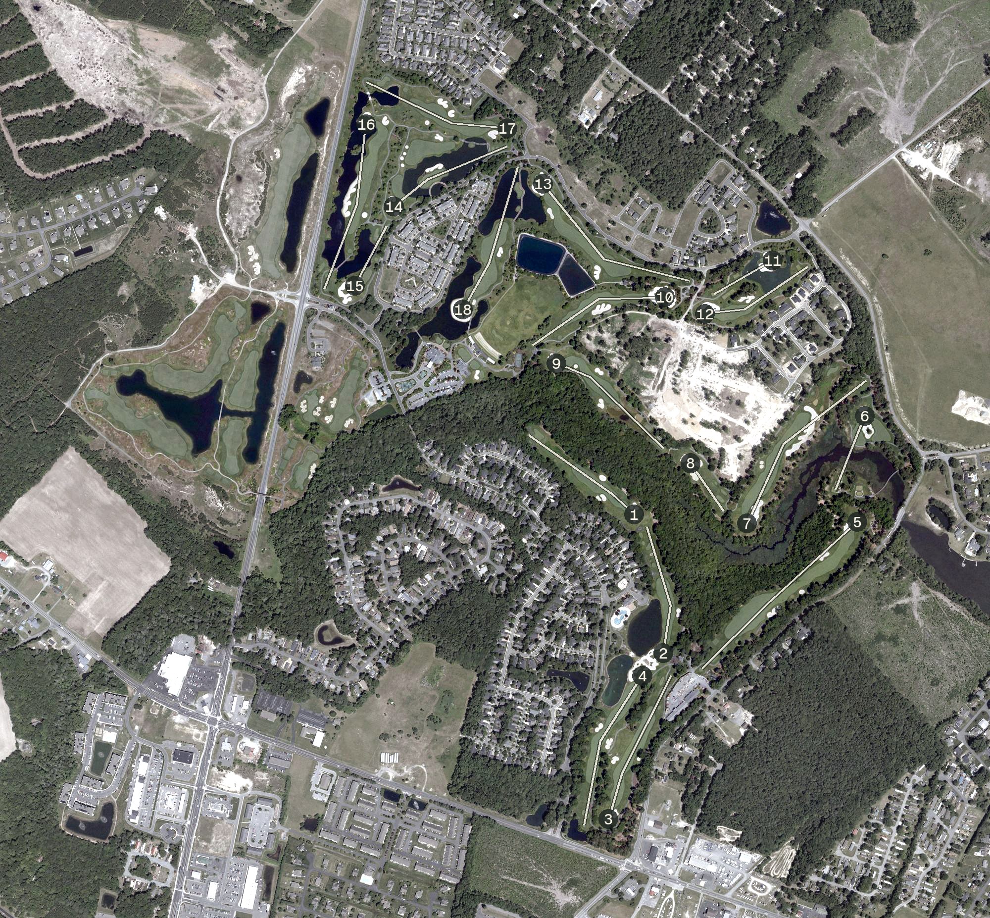Aerial view of Baywood Greens Golf Course, DE