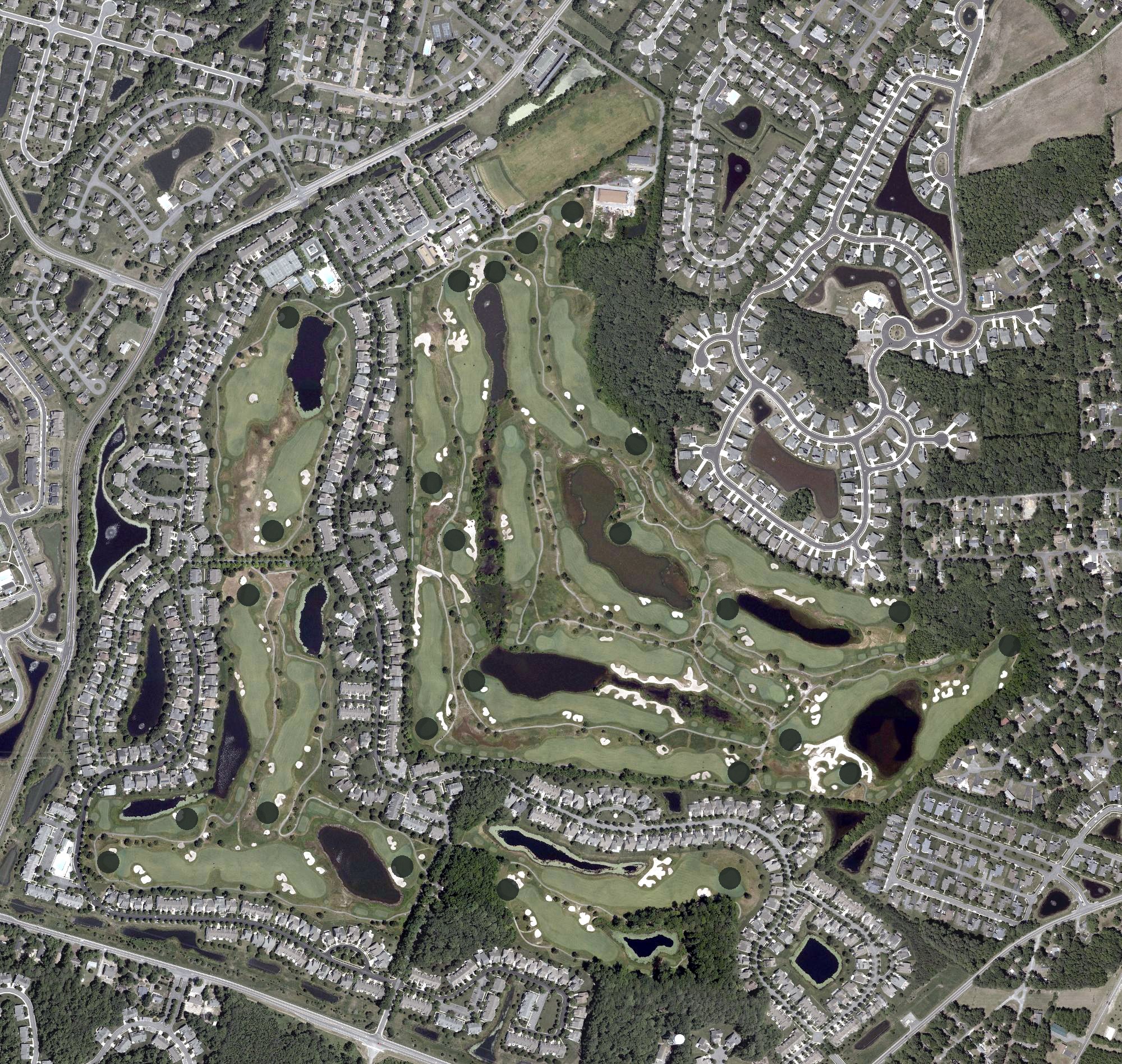 Aerial view of Bear Trap Dunes Golf Course, DE