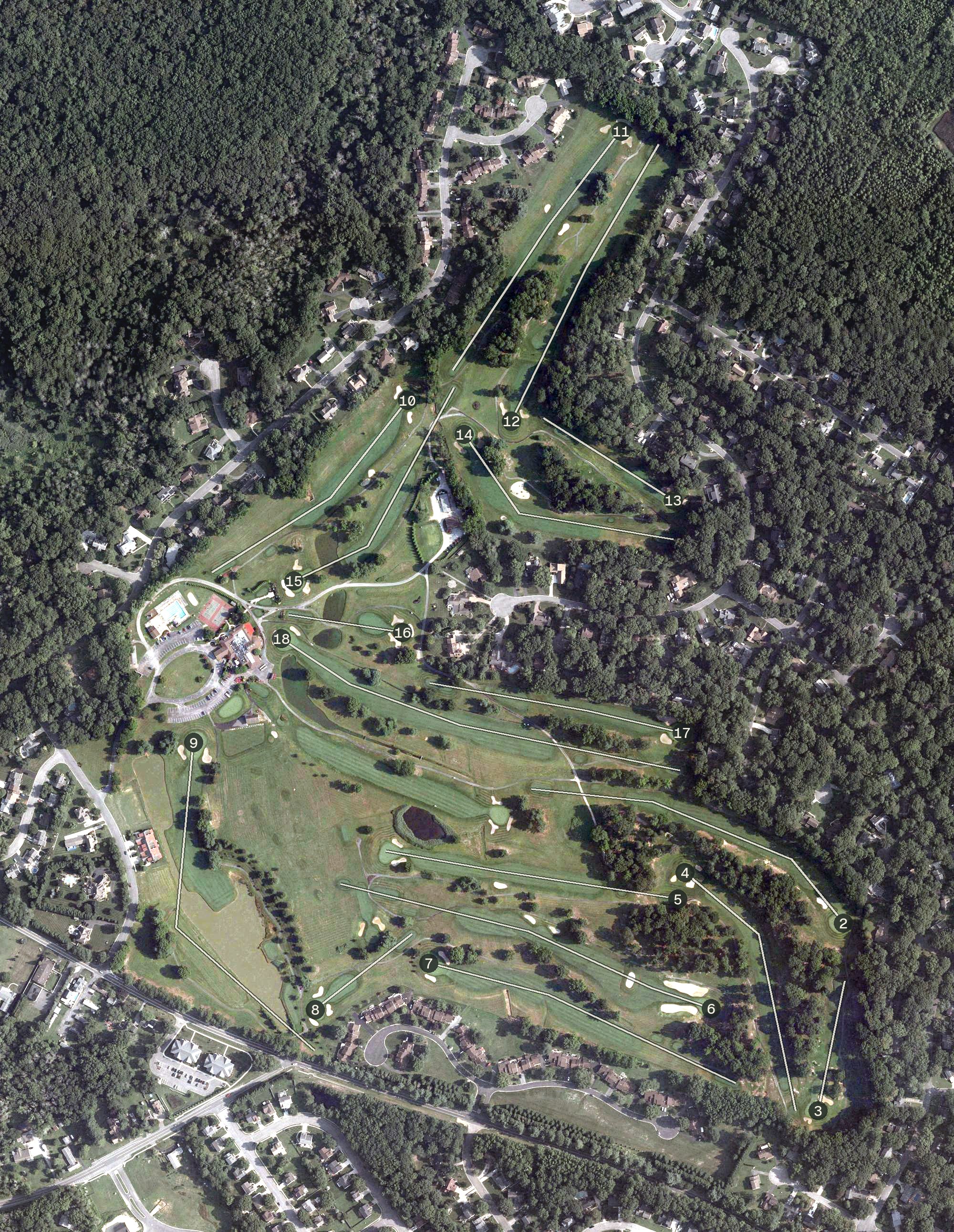 Aerial view of Maple Dale Country Club, DE