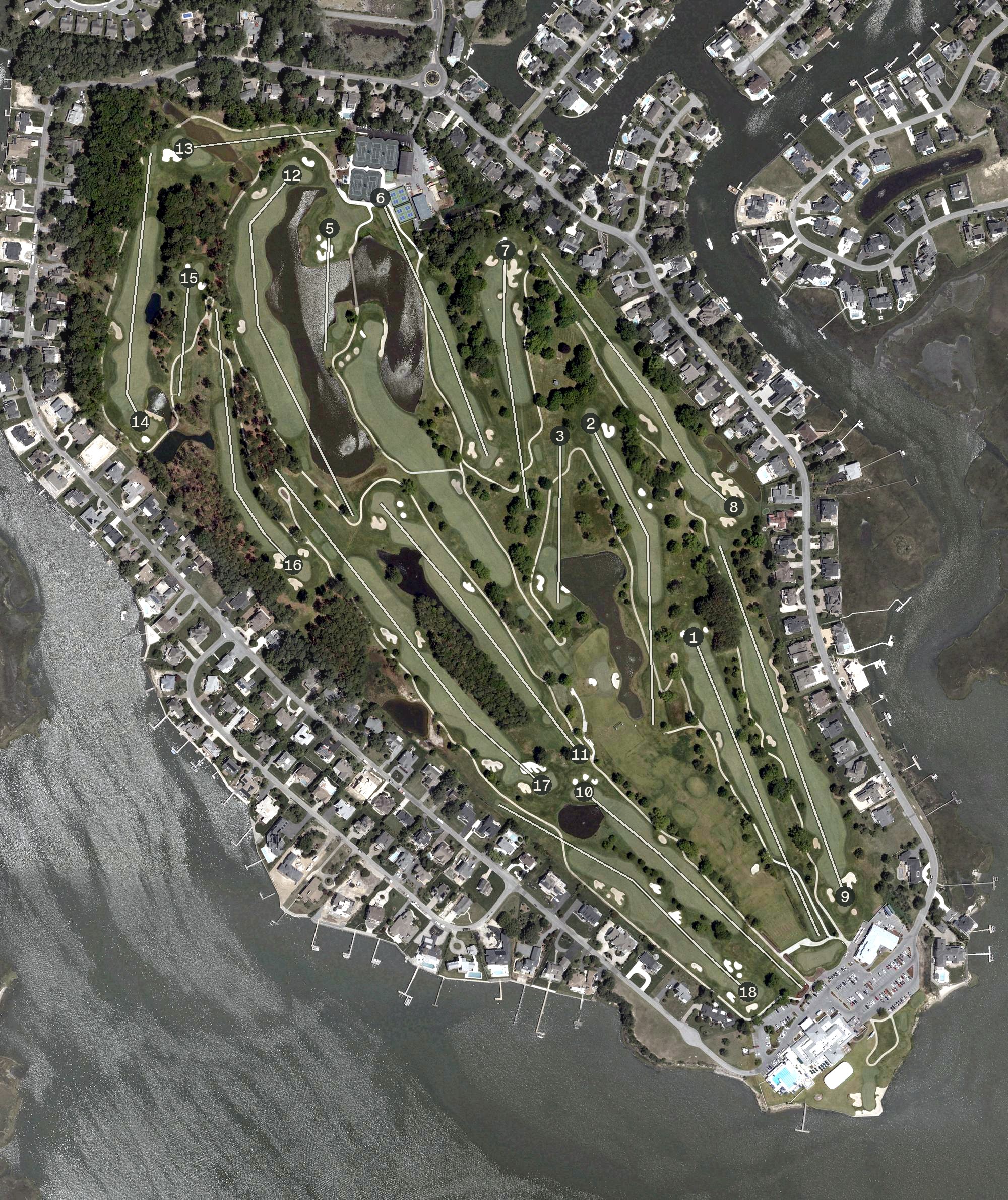 Aerial view of Rehoboth Beach Country Club, DE
