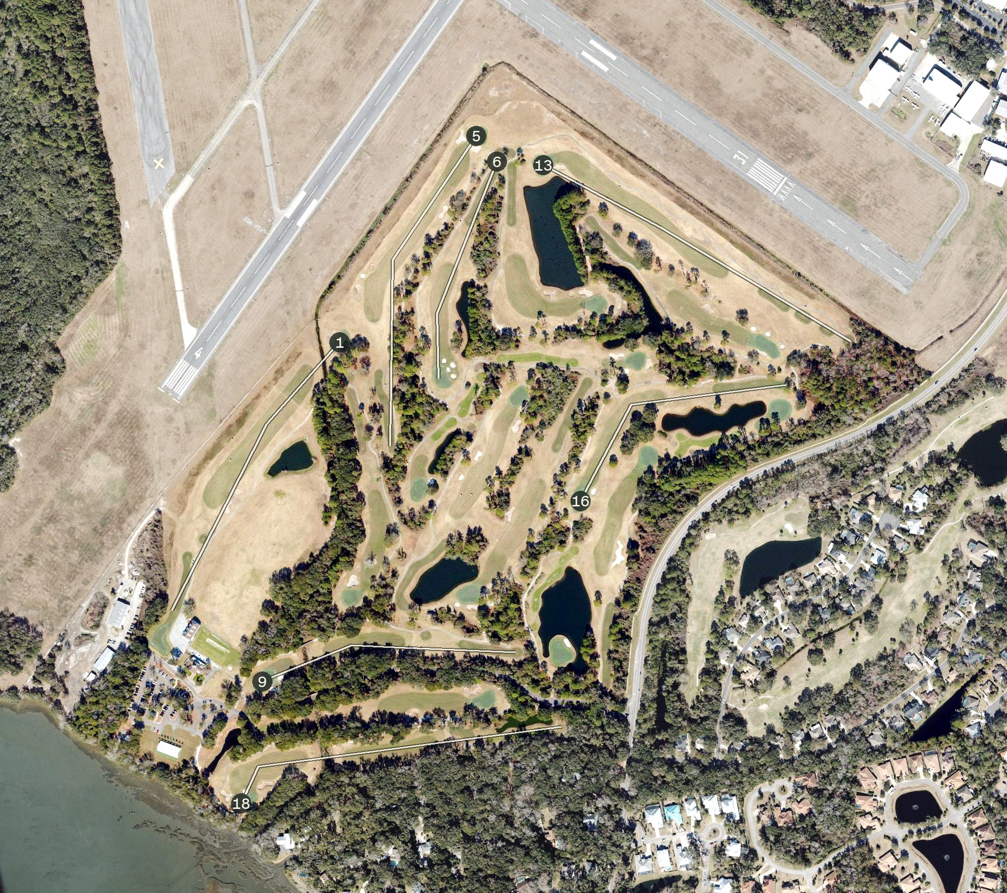 Aerial view of Amelia River Golf Course, FL