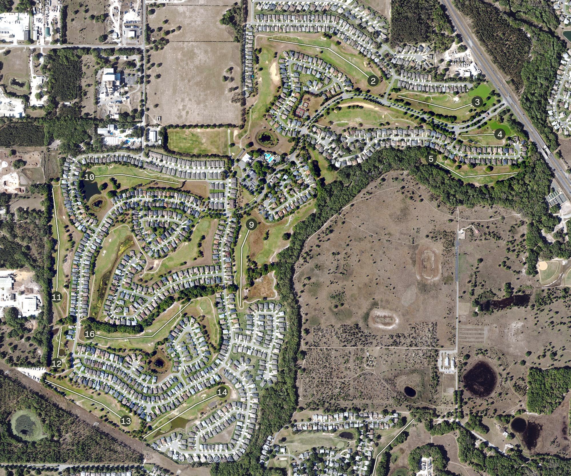 Aerial view of Arlington Ridge Golf Club, FL
