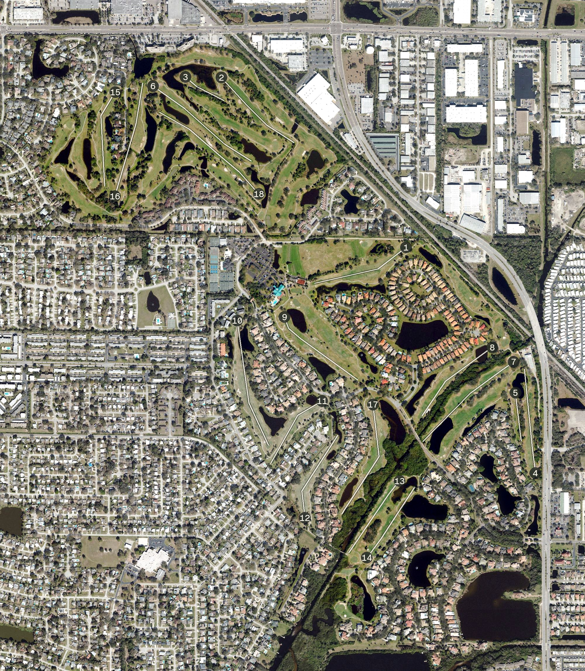 Aerial view of Bardmoor Country Club, FL