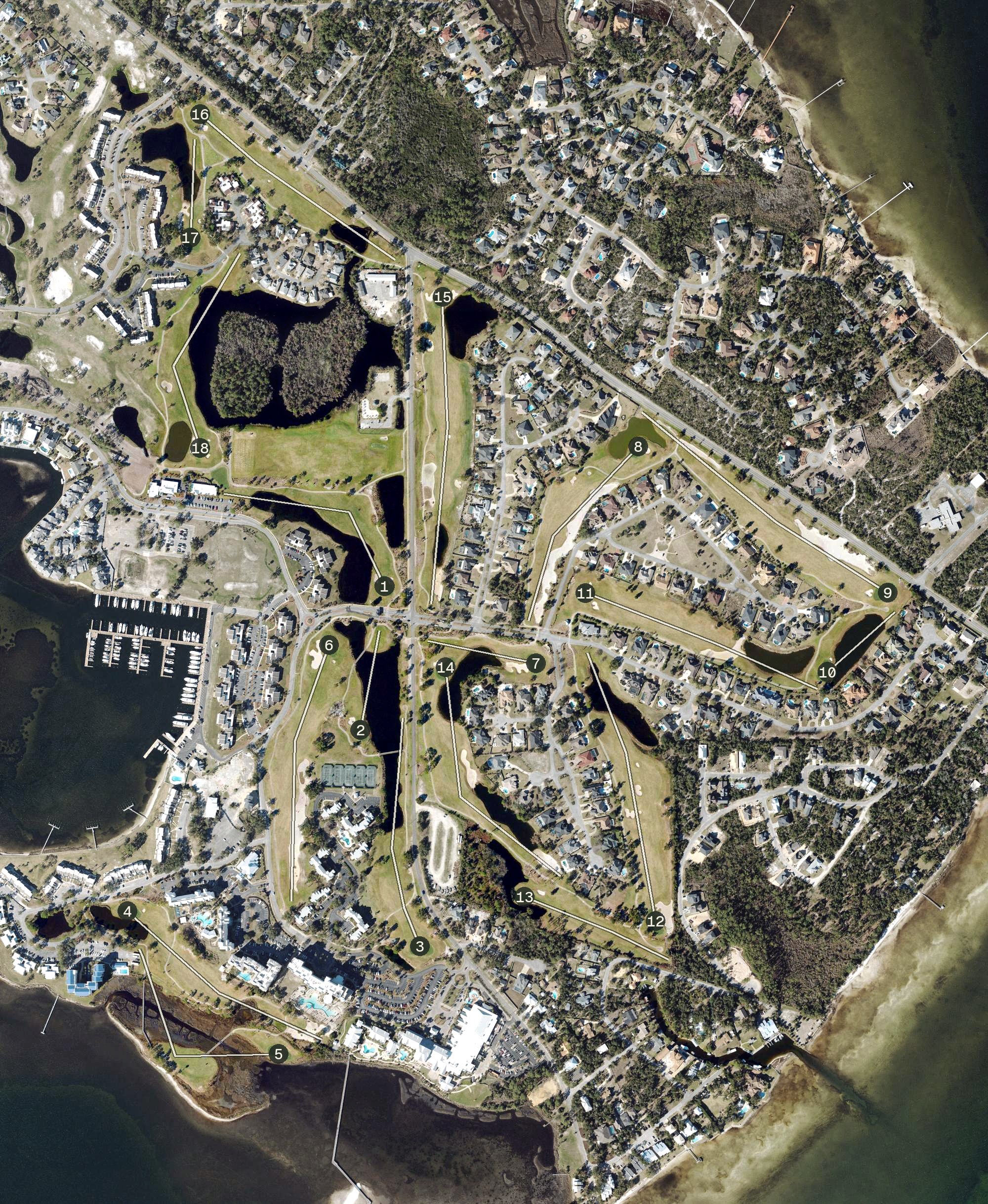 Aerial view of Bay Point Resort Golf Club, FL