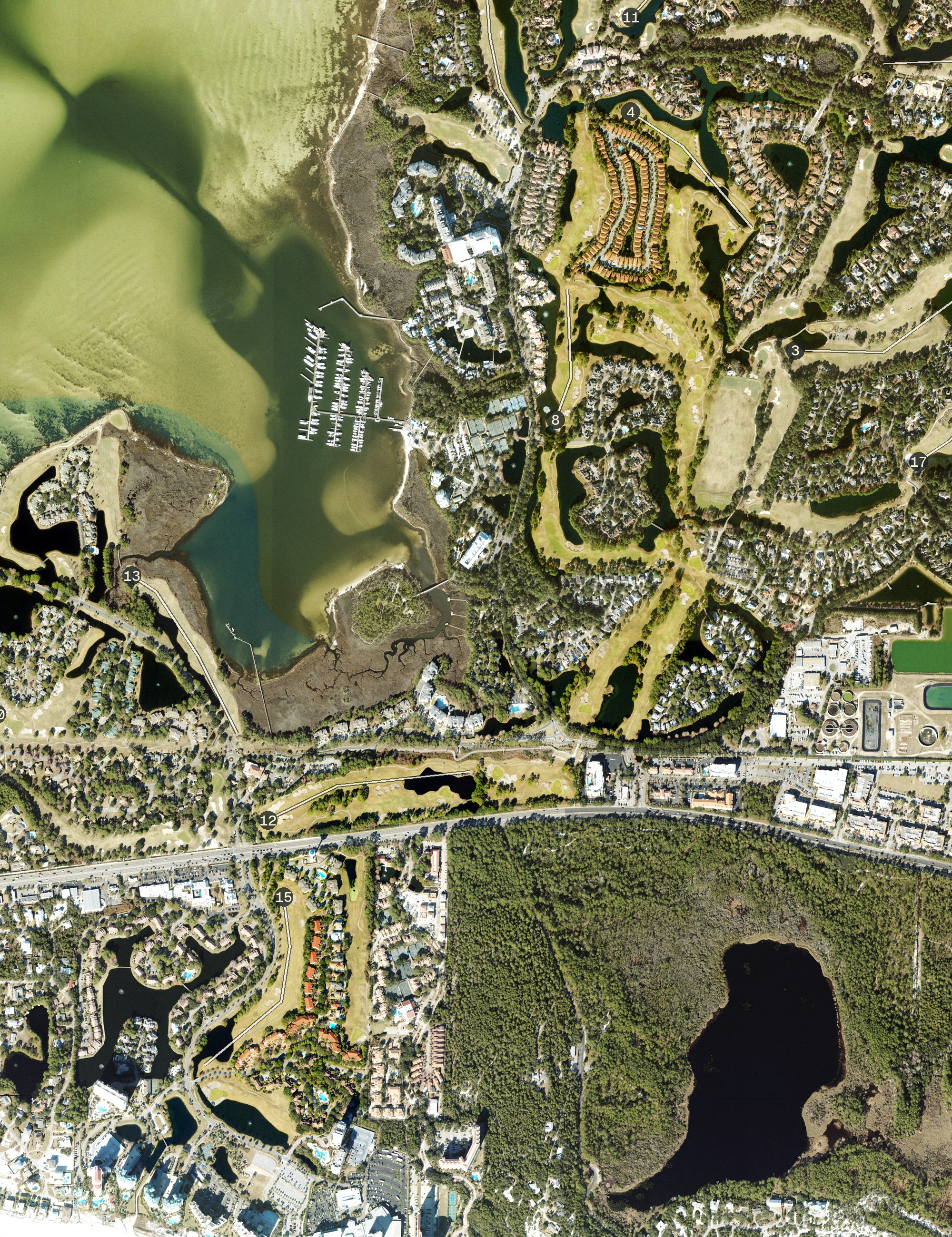 Aerial view of Baytowne Golf Club, FL