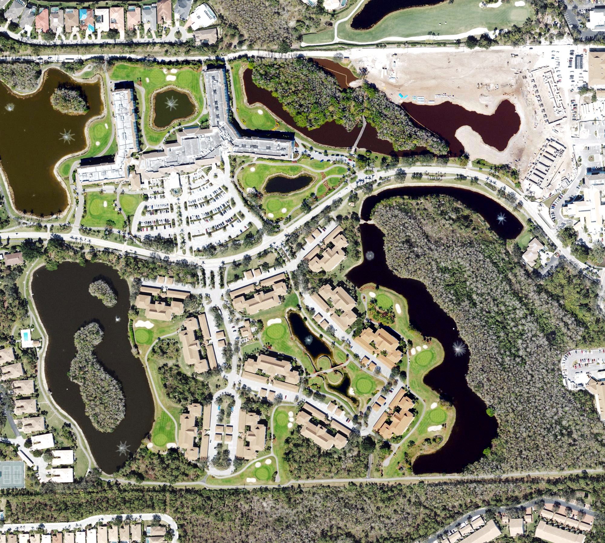 Aerial view of Bentley Village Golf Course, FL