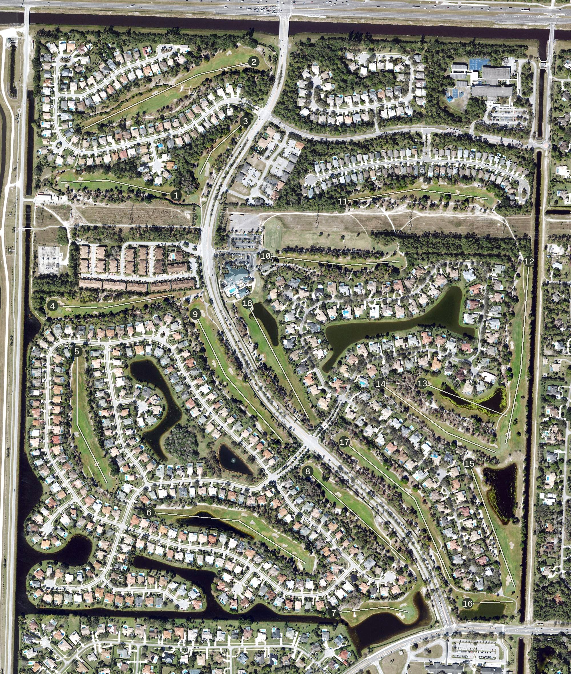 Aerial view of Binks Forest Golf Club, FL