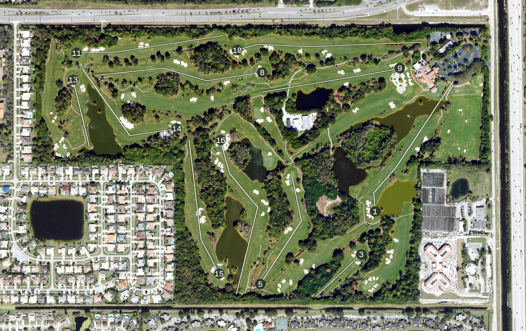 Aerial view of Boca Rio Golf Club, FL