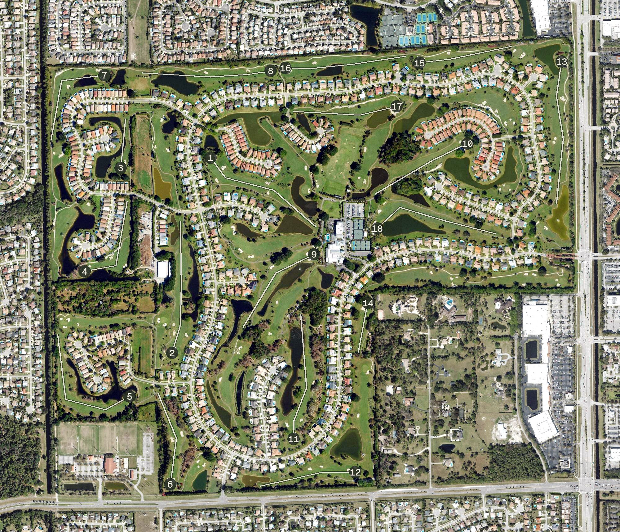Aerial view of Boca Woods Country Club, FL