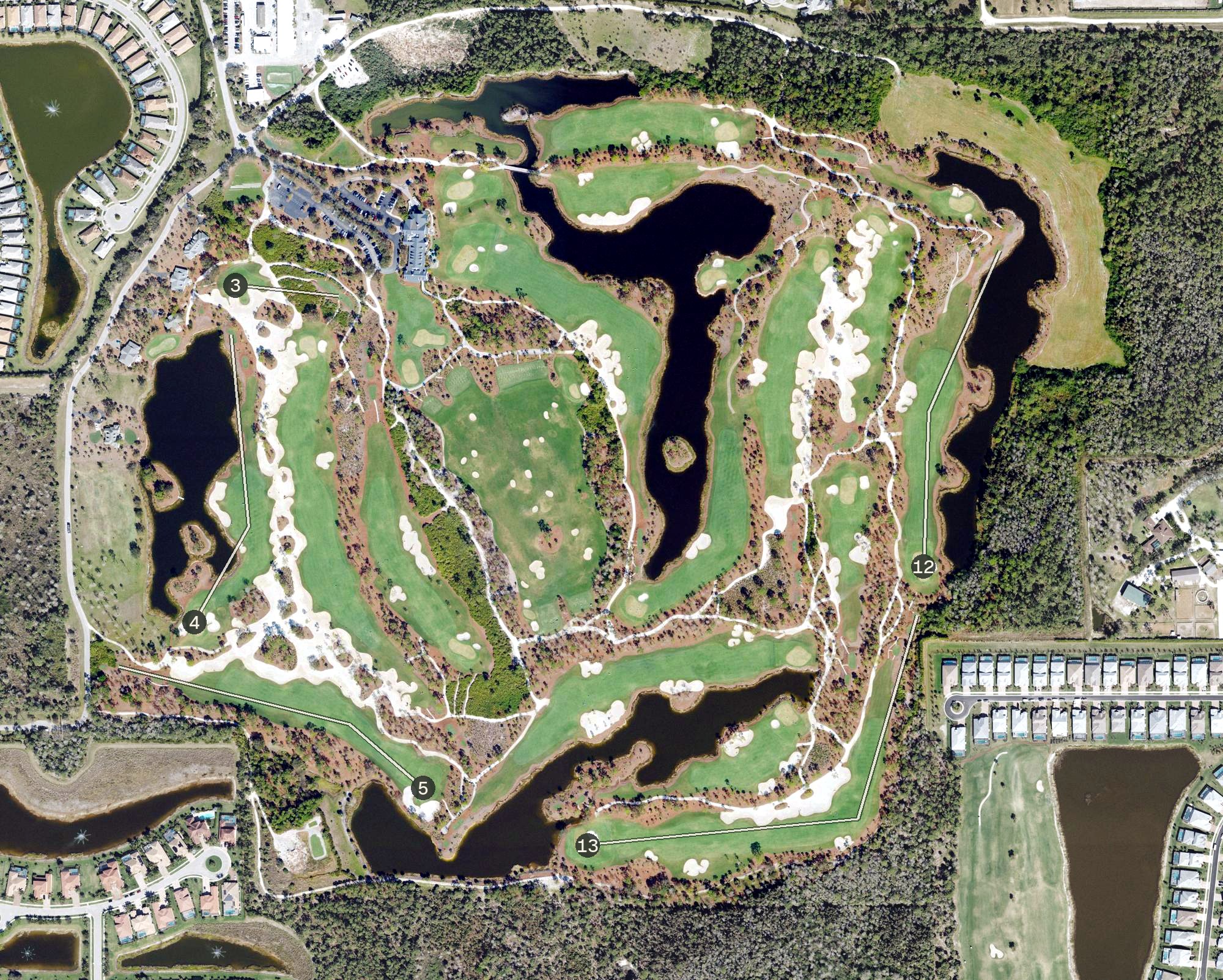 Aerial view of Calusa Pines Golf Club, FL