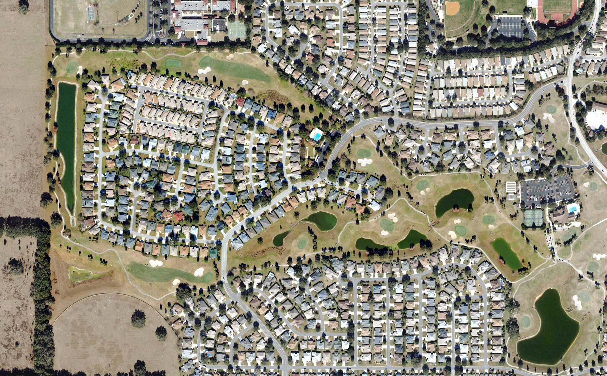 Aerial view of Churchill Greens Golf Course (The Villages), FL