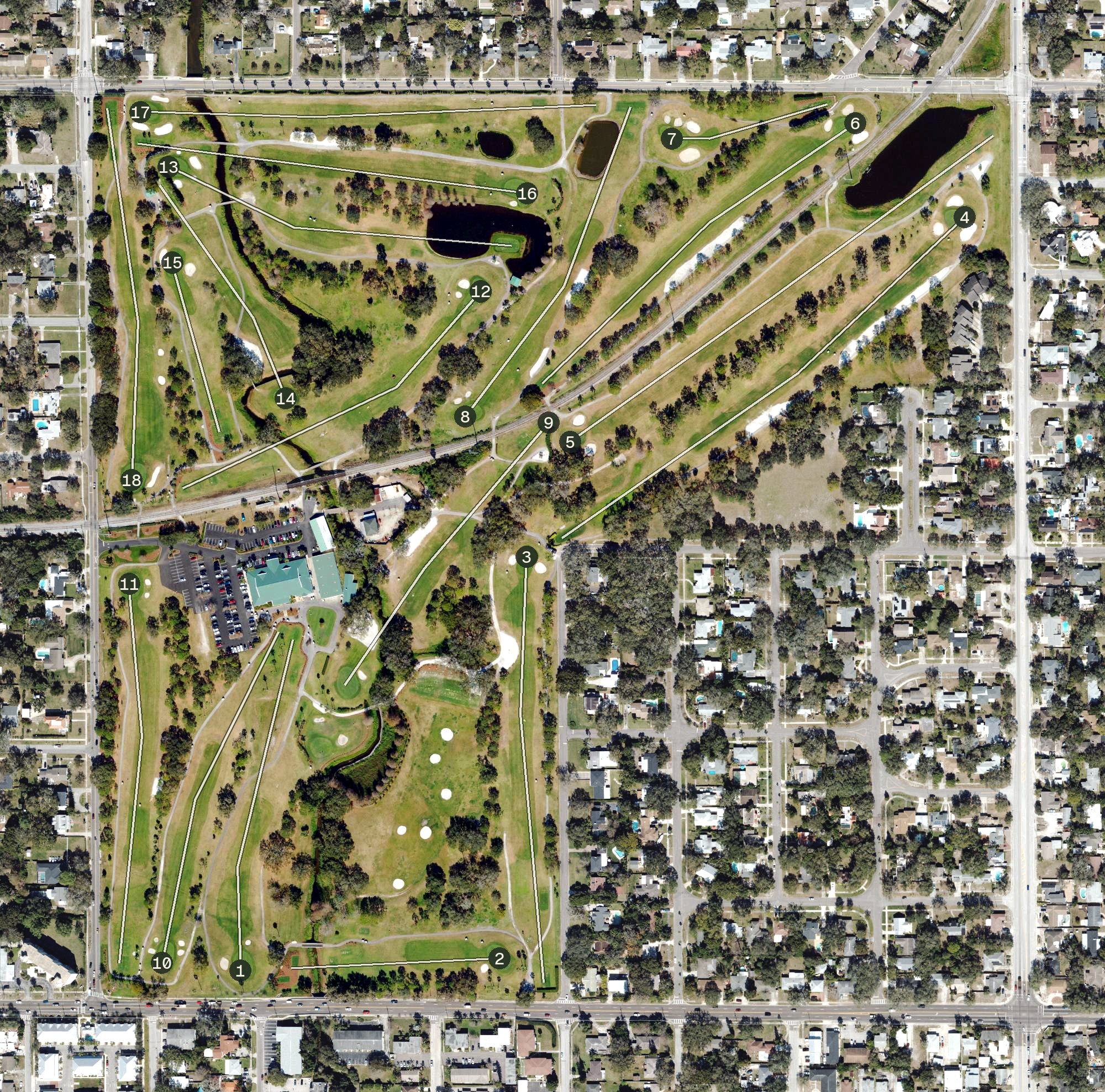 Aerial view of Clearwater Country Club, FL