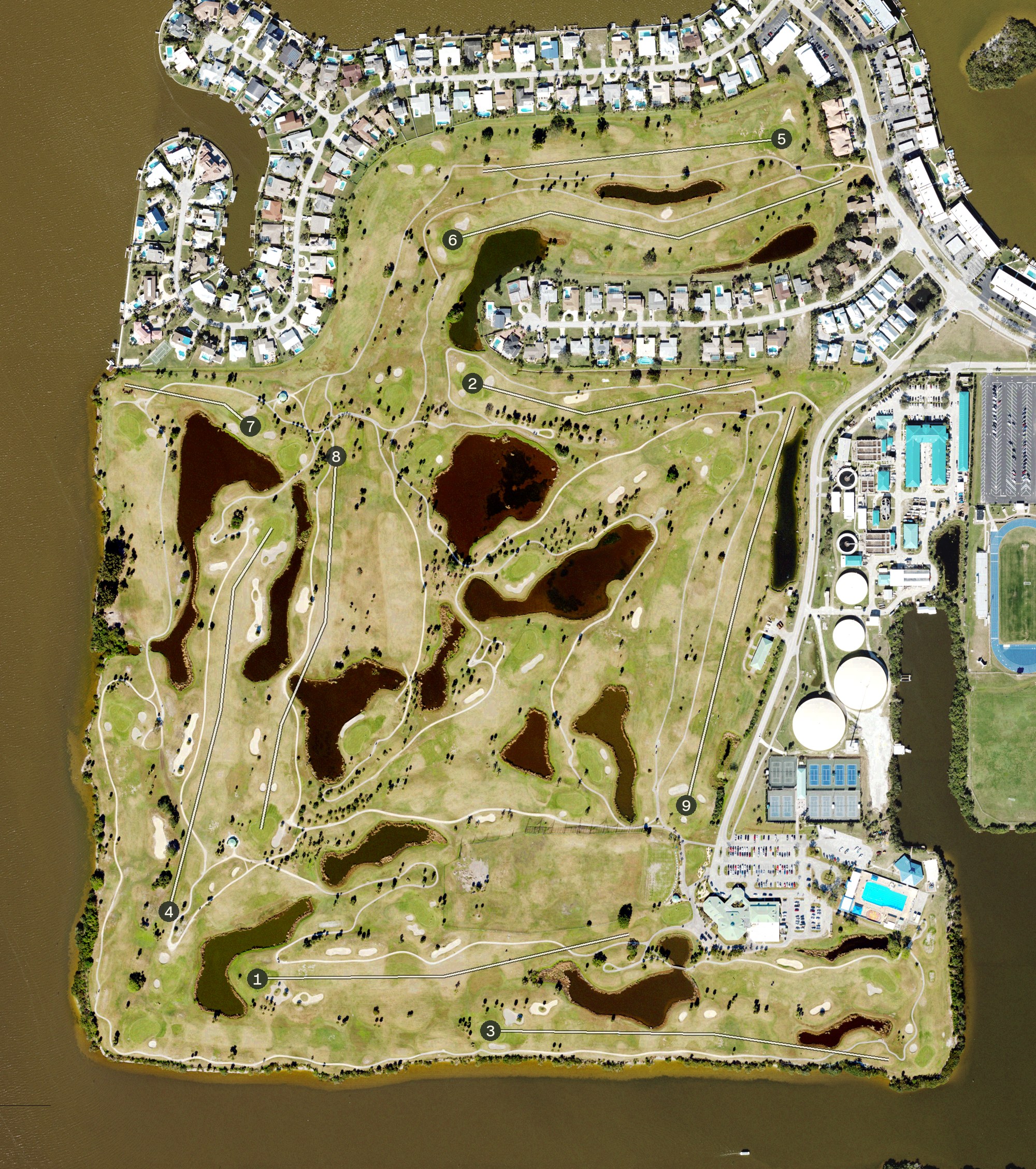 Aerial view of Cocoa Beach Country Club, FL