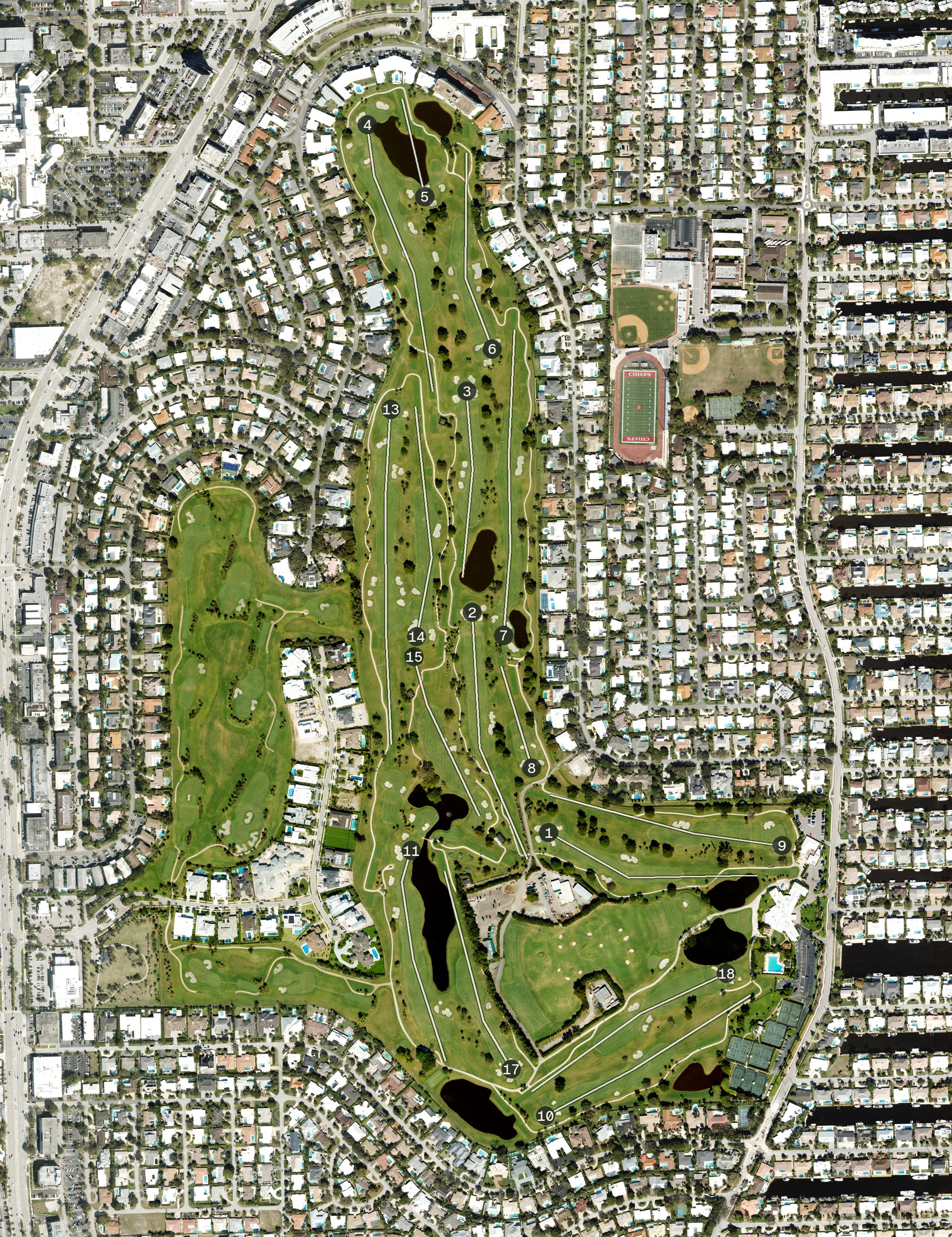 Aerial view of Coral Ridge Country Club, FL
