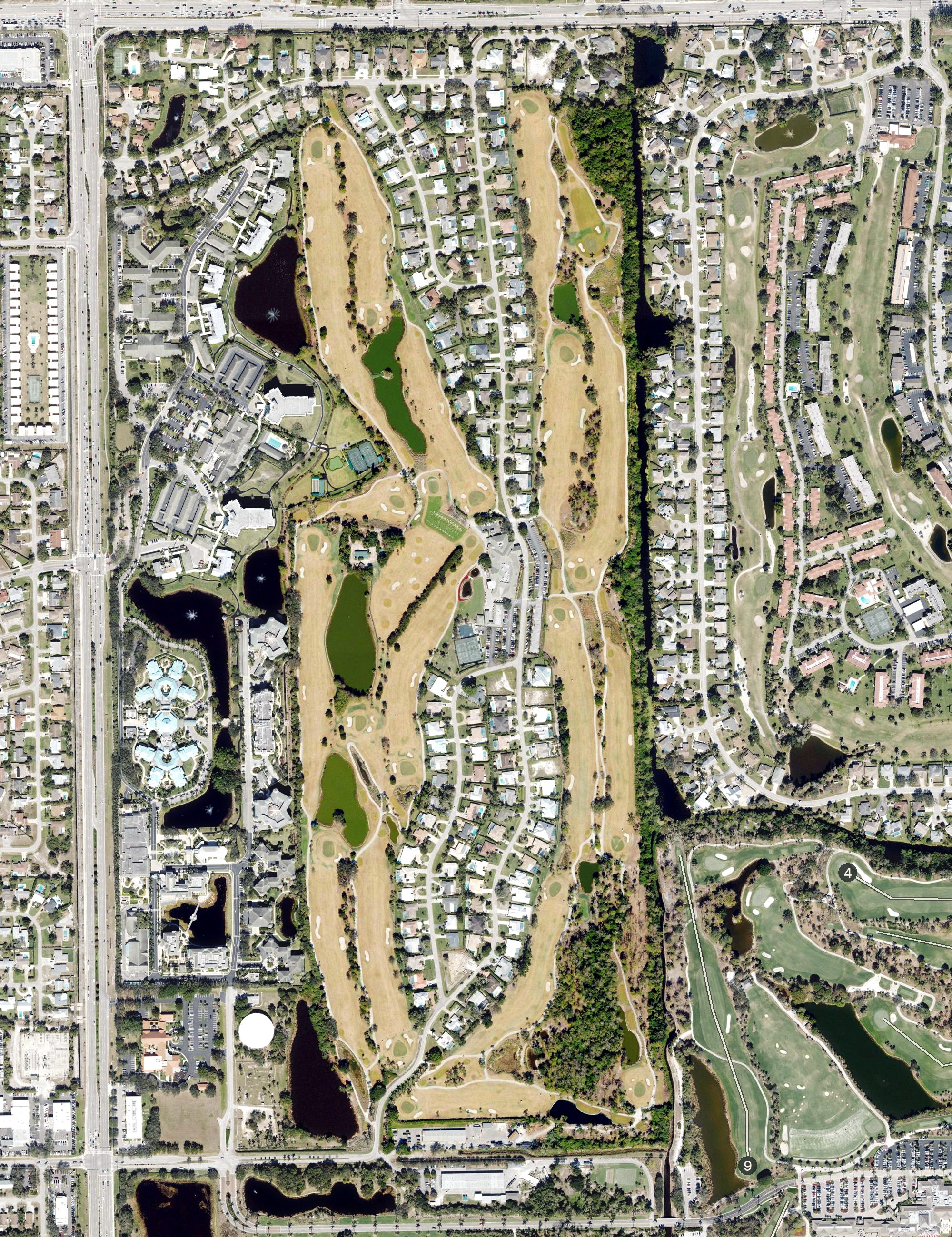 Aerial view of Country Club of Naples, FL