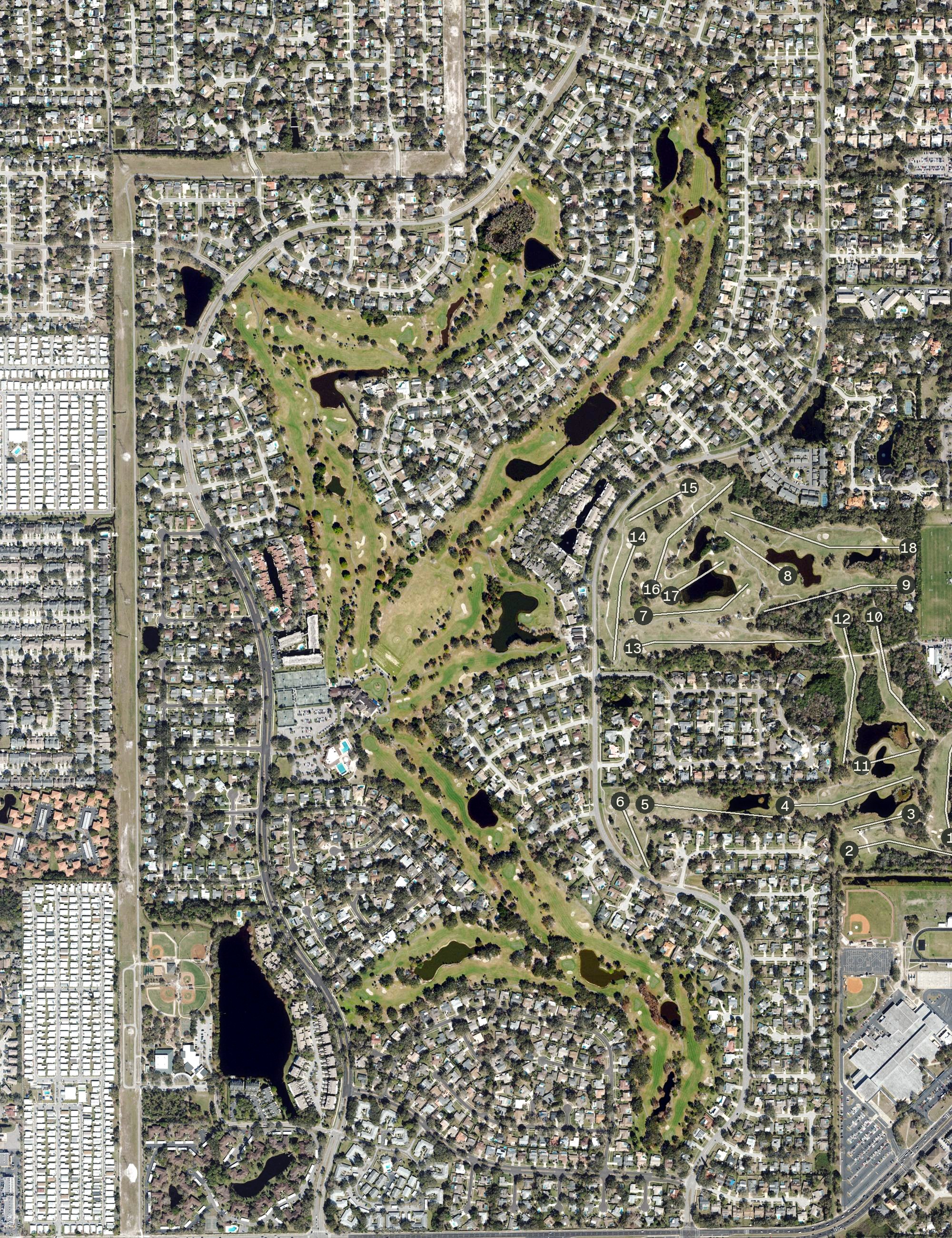 Aerial view of Countryside Country Club, FL