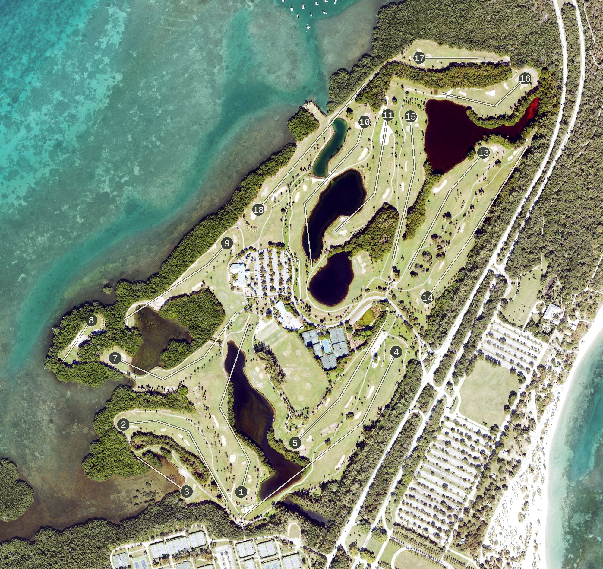 Aerial view of Crandon Park Golf Course, FL