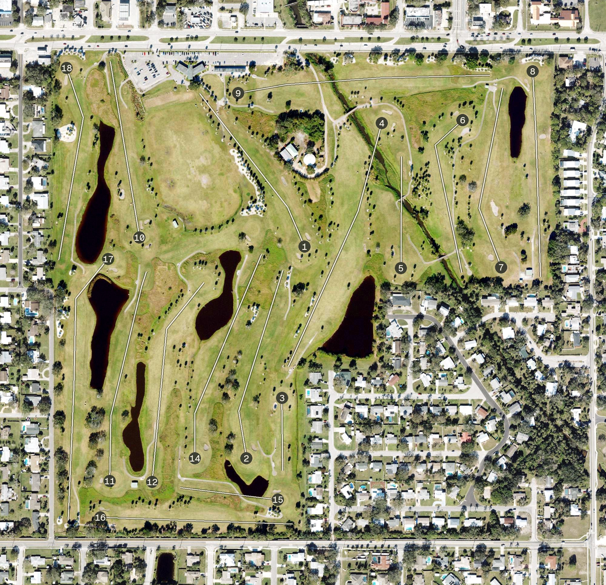 Aerial view of Crane Creek Reserve Golf Course, FL