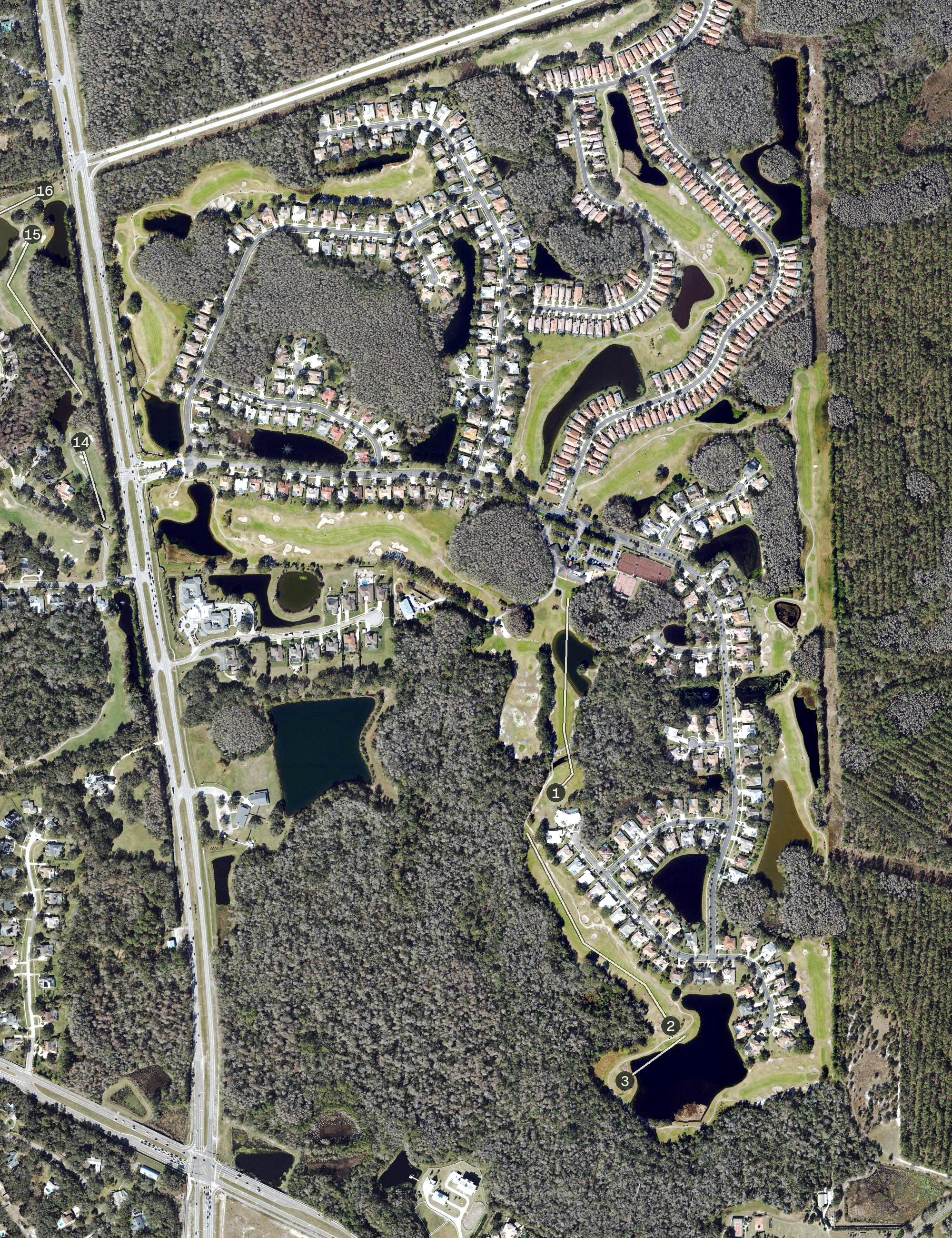 Aerial view of Crescent Oaks Country Club, FL