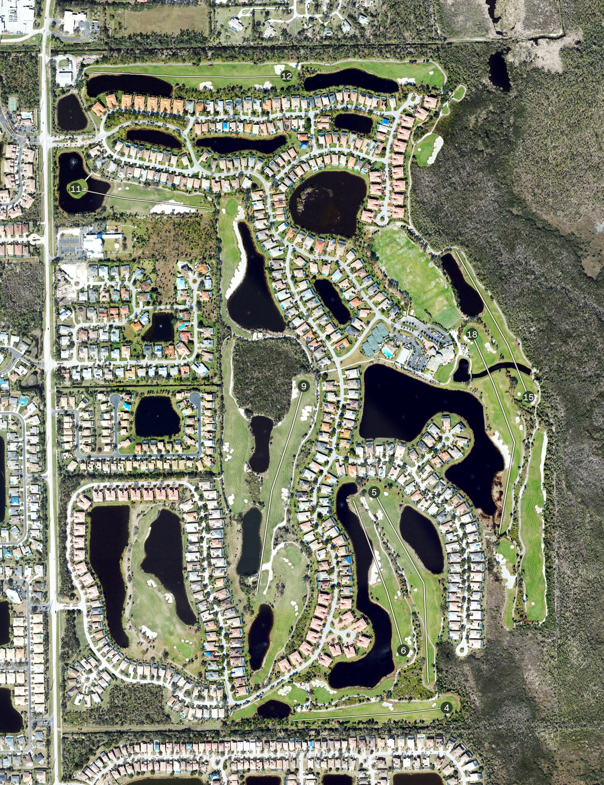 Aerial view of Crown Colony Golf & Country Club, FL