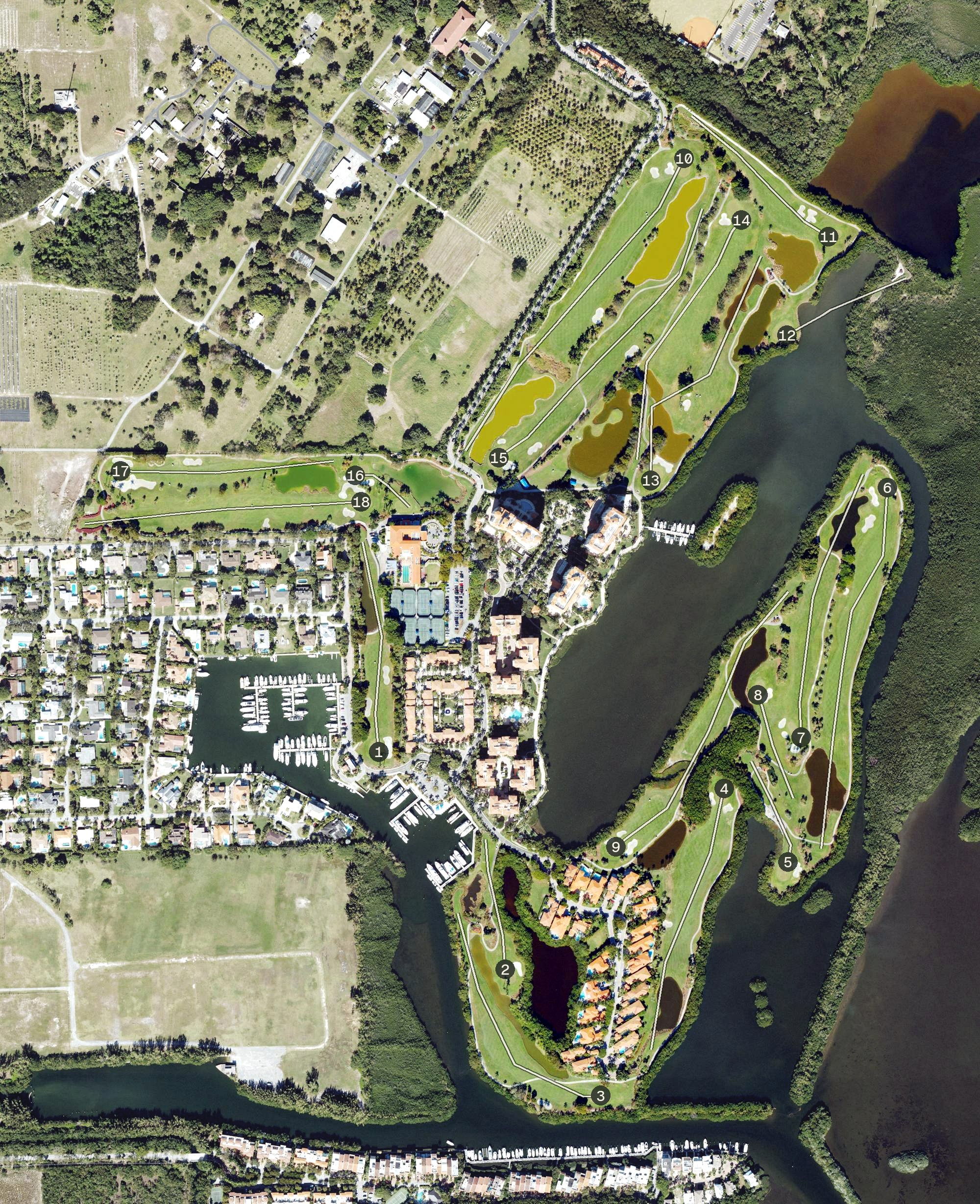 Aerial view of Deering Bay Yacht & Country Club, FL