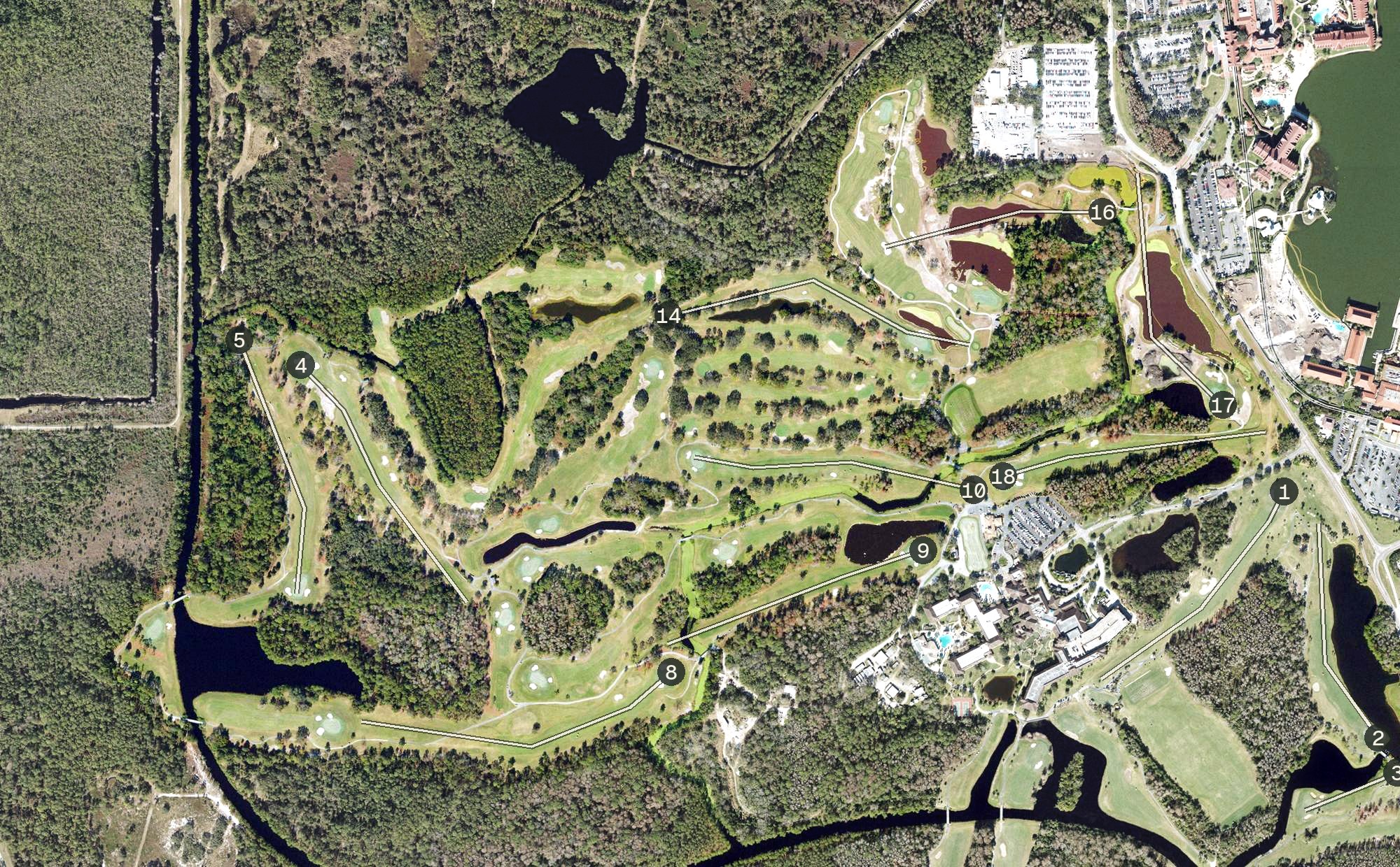 Aerial view of Disney's Magnolia Golf Course, FL