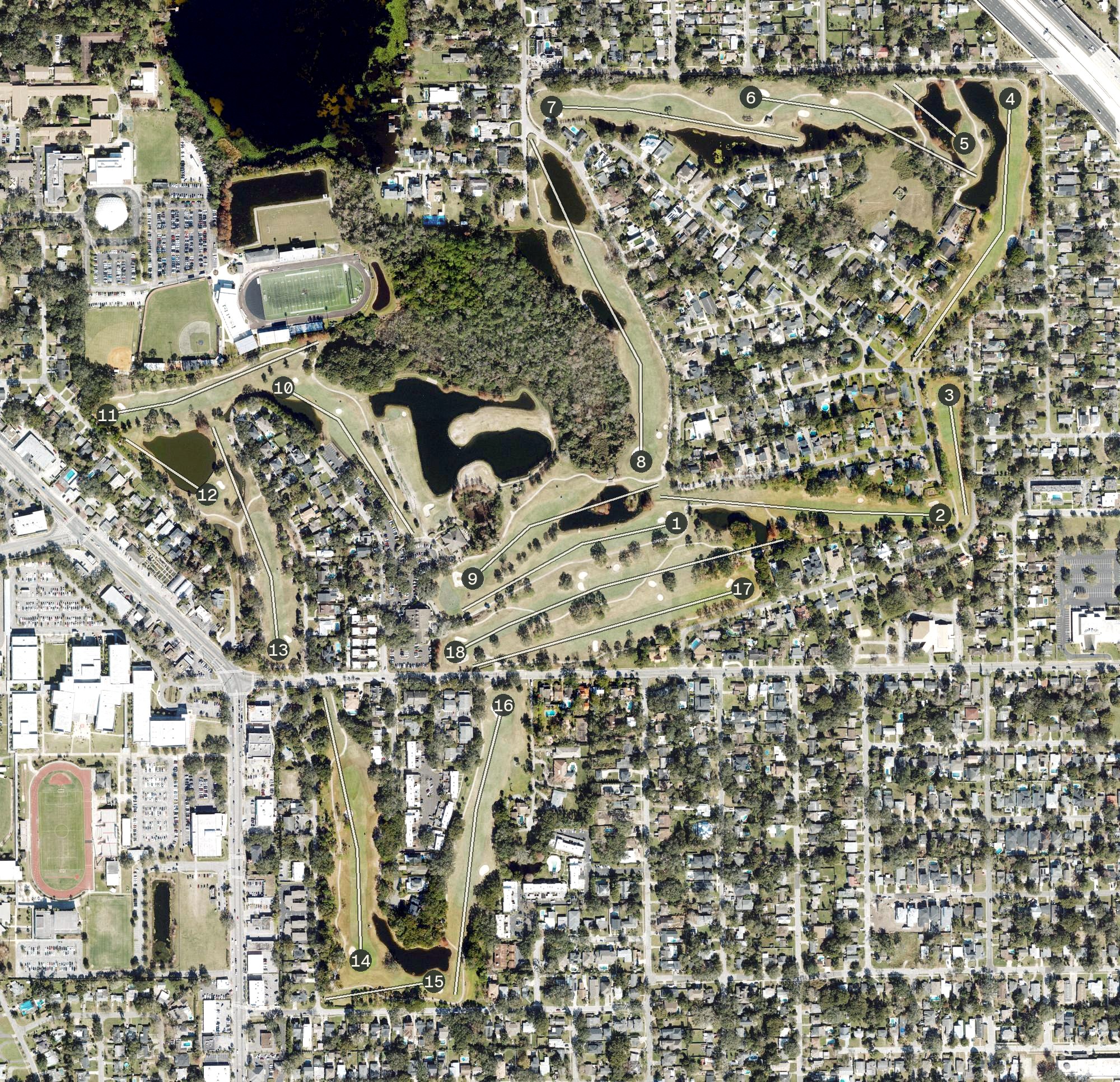 Aerial view of Dubsdread Golf Course, FL