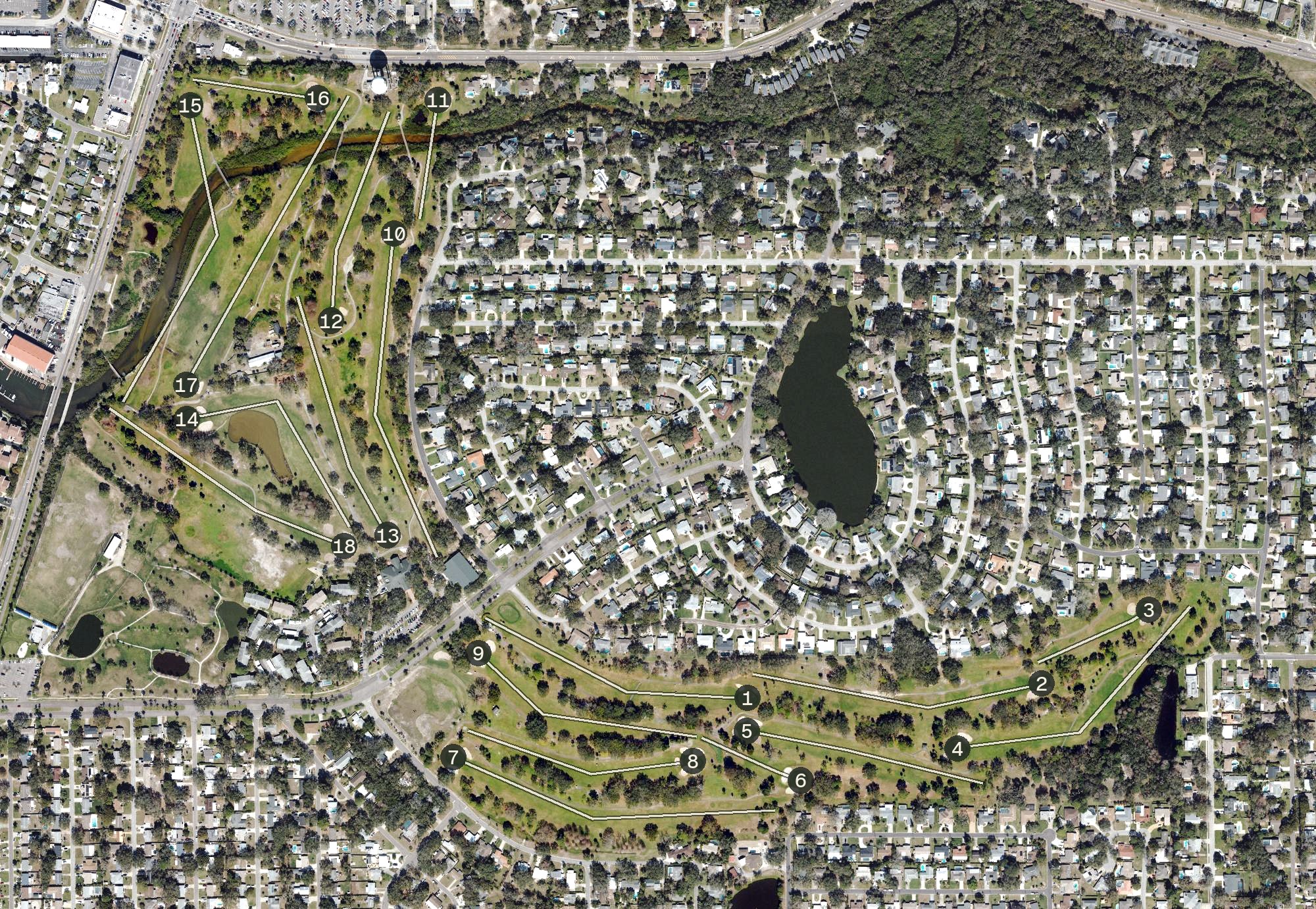 Aerial view of Dunedin Golf Club, FL