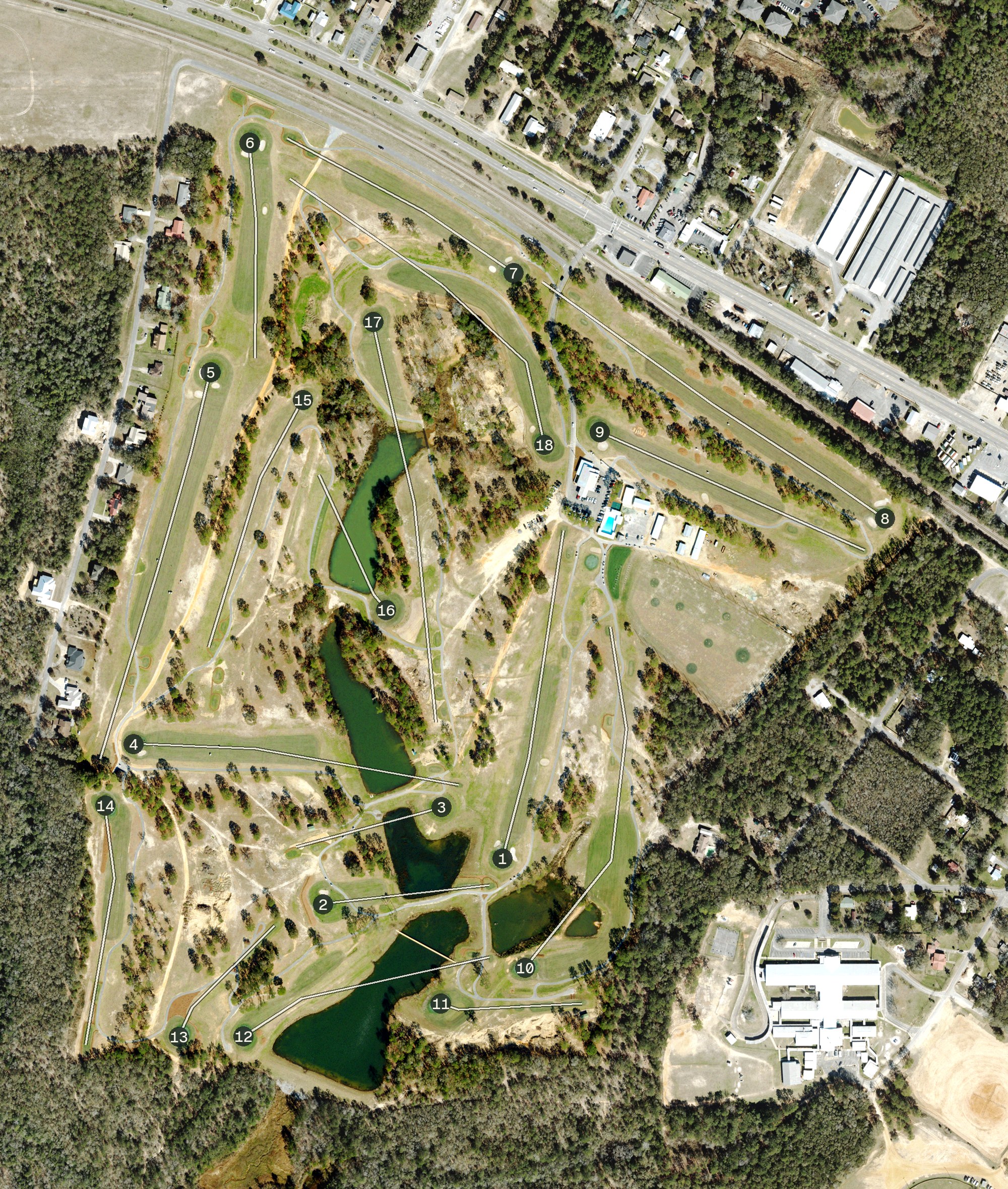 Aerial view of Eagle Springs Golf and Recreation Park, FL