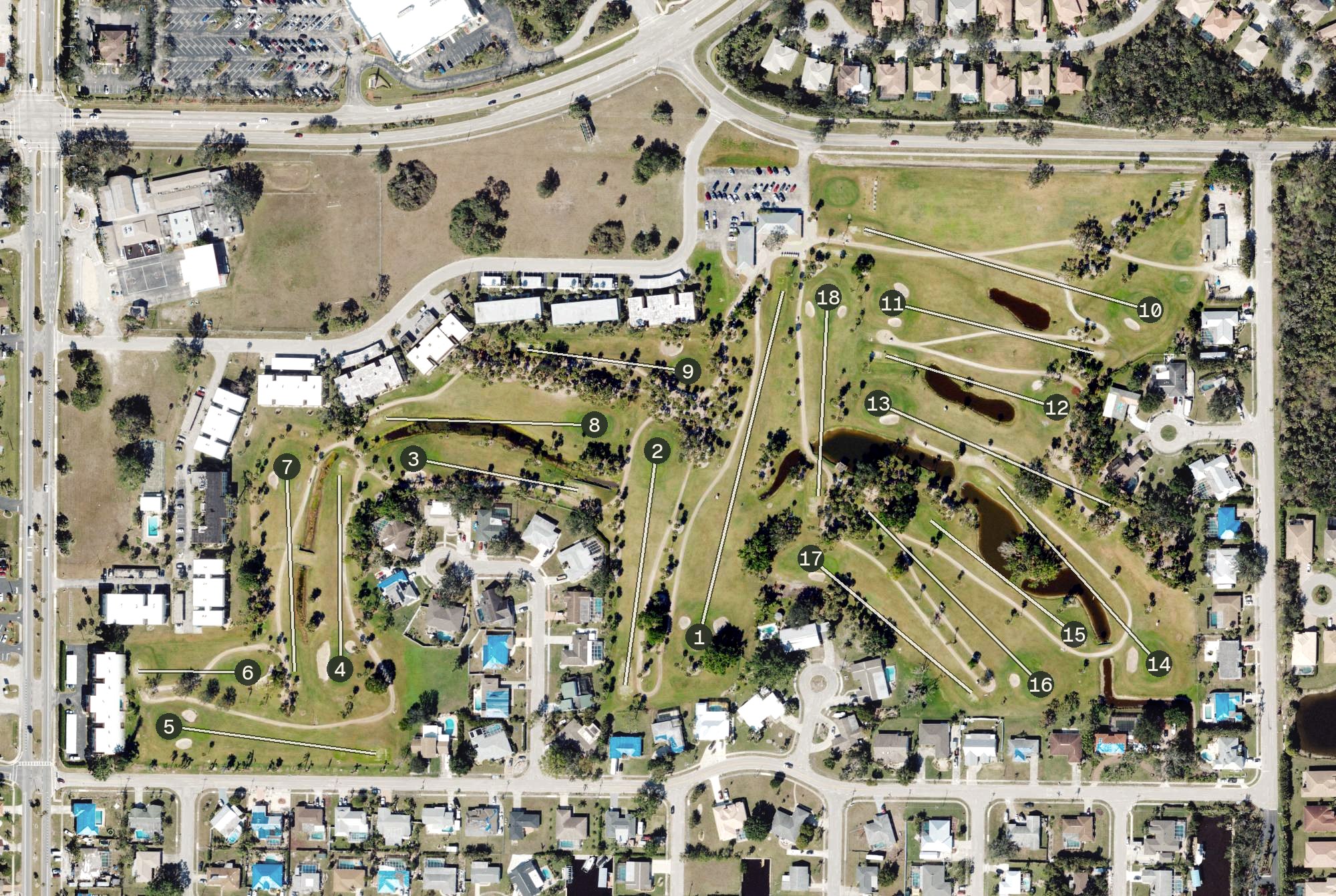 Aerial view of El Rio Golf Club, FL