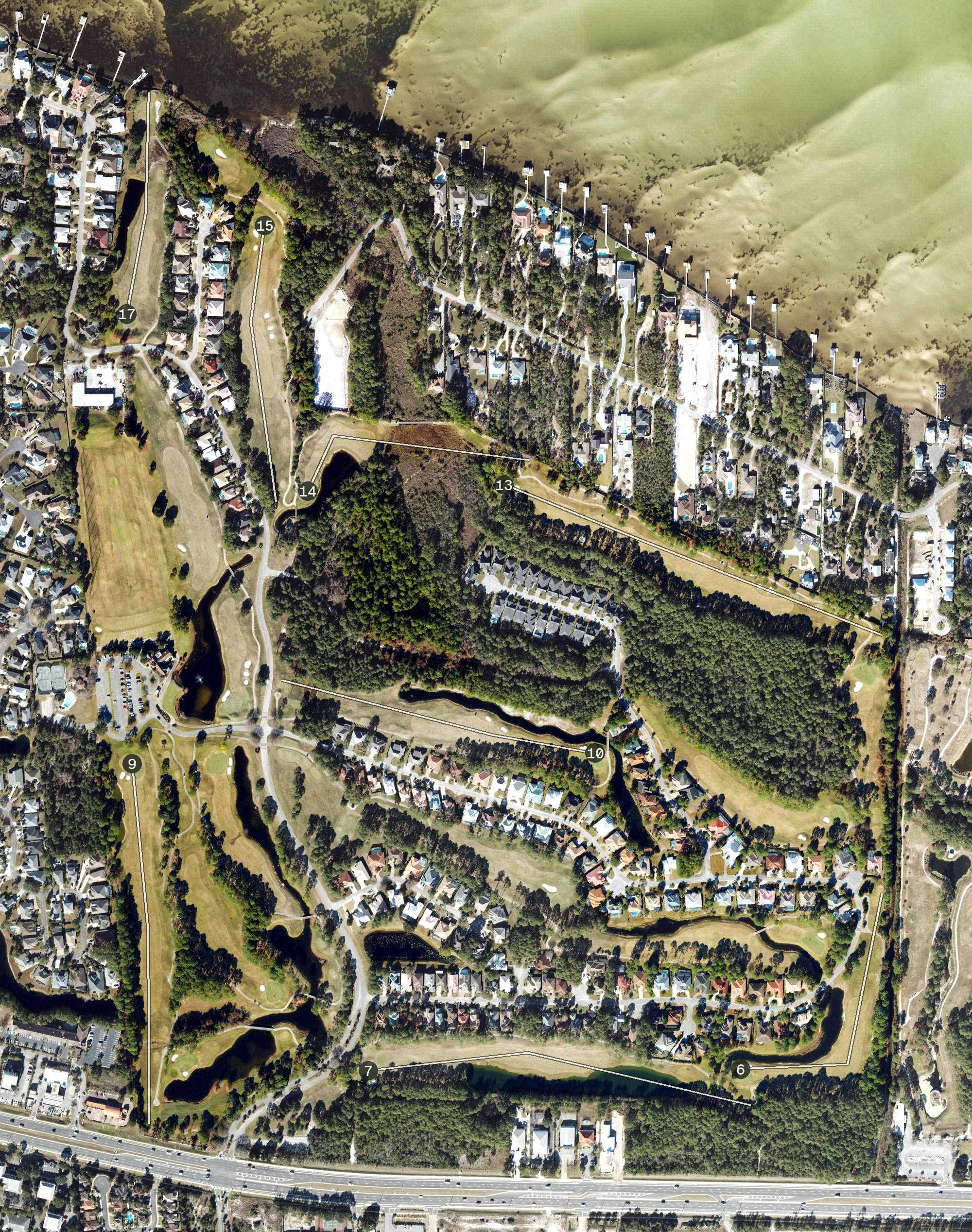 Aerial view of Emerald Bay Golf Course New Eigth Green, FL
