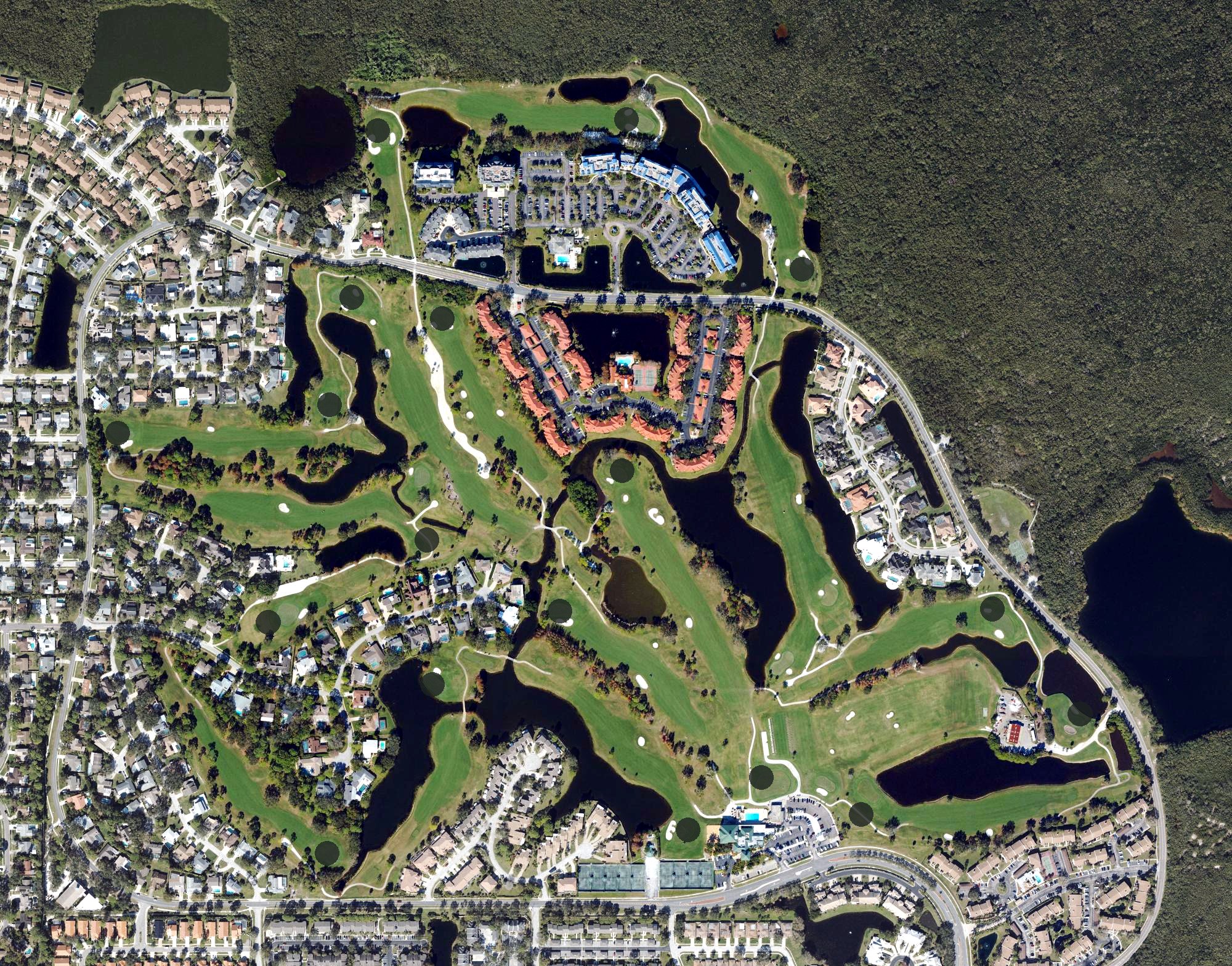 Aerial view of Feather Sound Country Club, FL