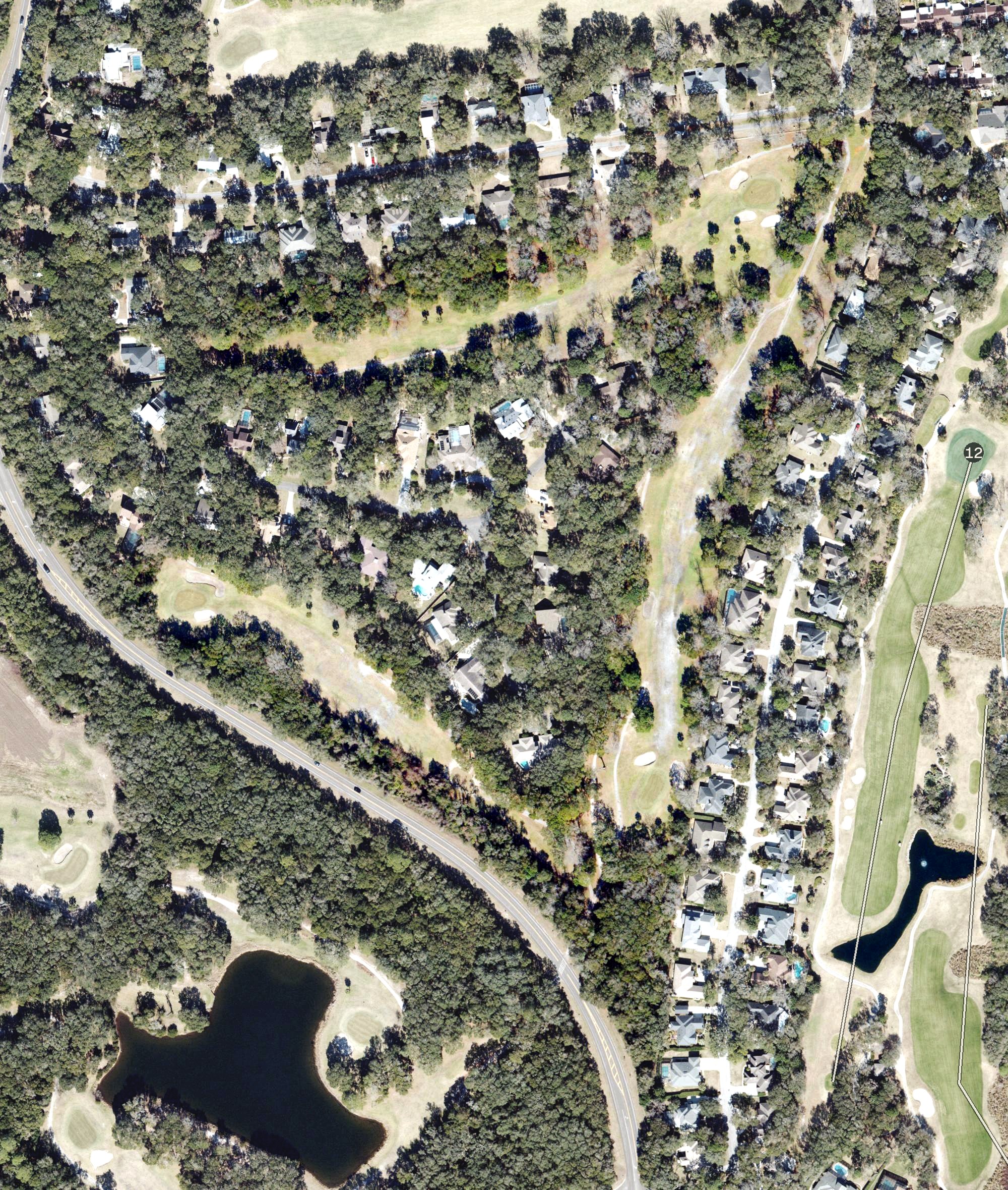 Aerial view of Fernandina Beach Municipal Golf Course, FL