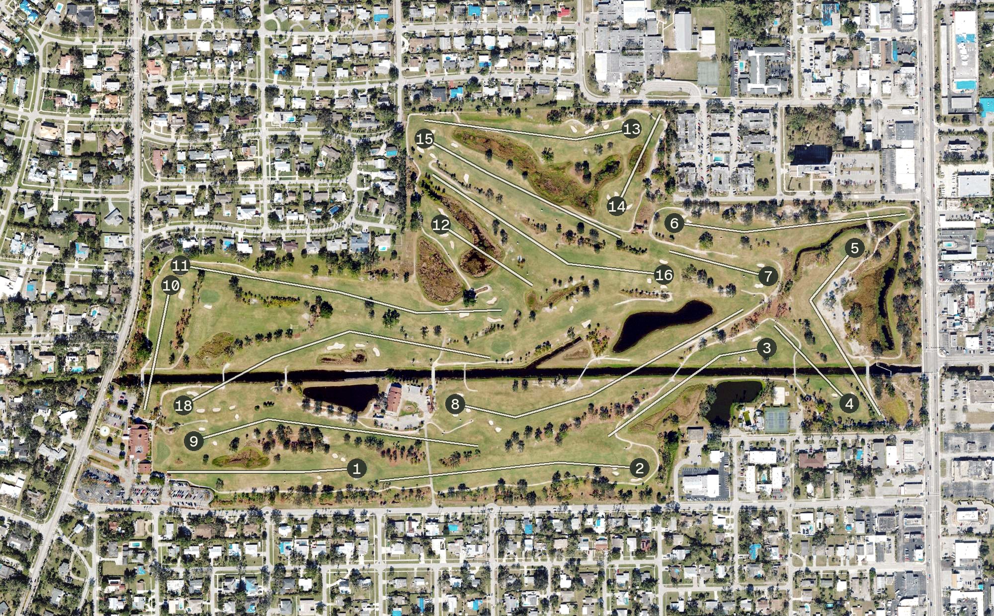 Aerial view of Fort Myers Country Club, FL