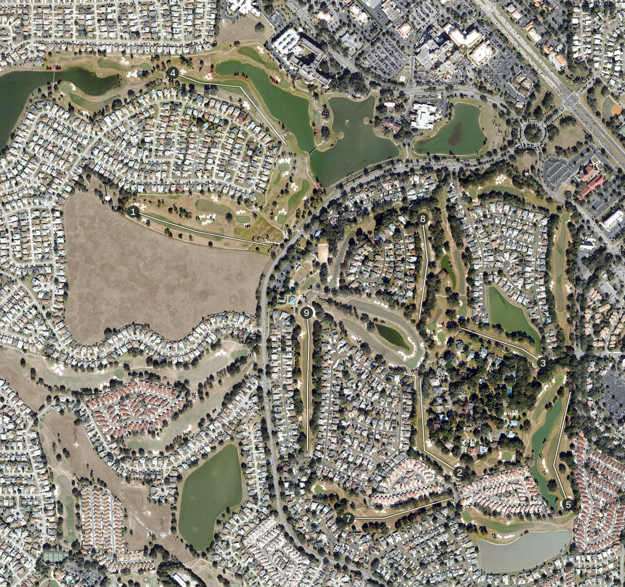 Aerial view of Hacienda Hills Golf & Country Club, FL