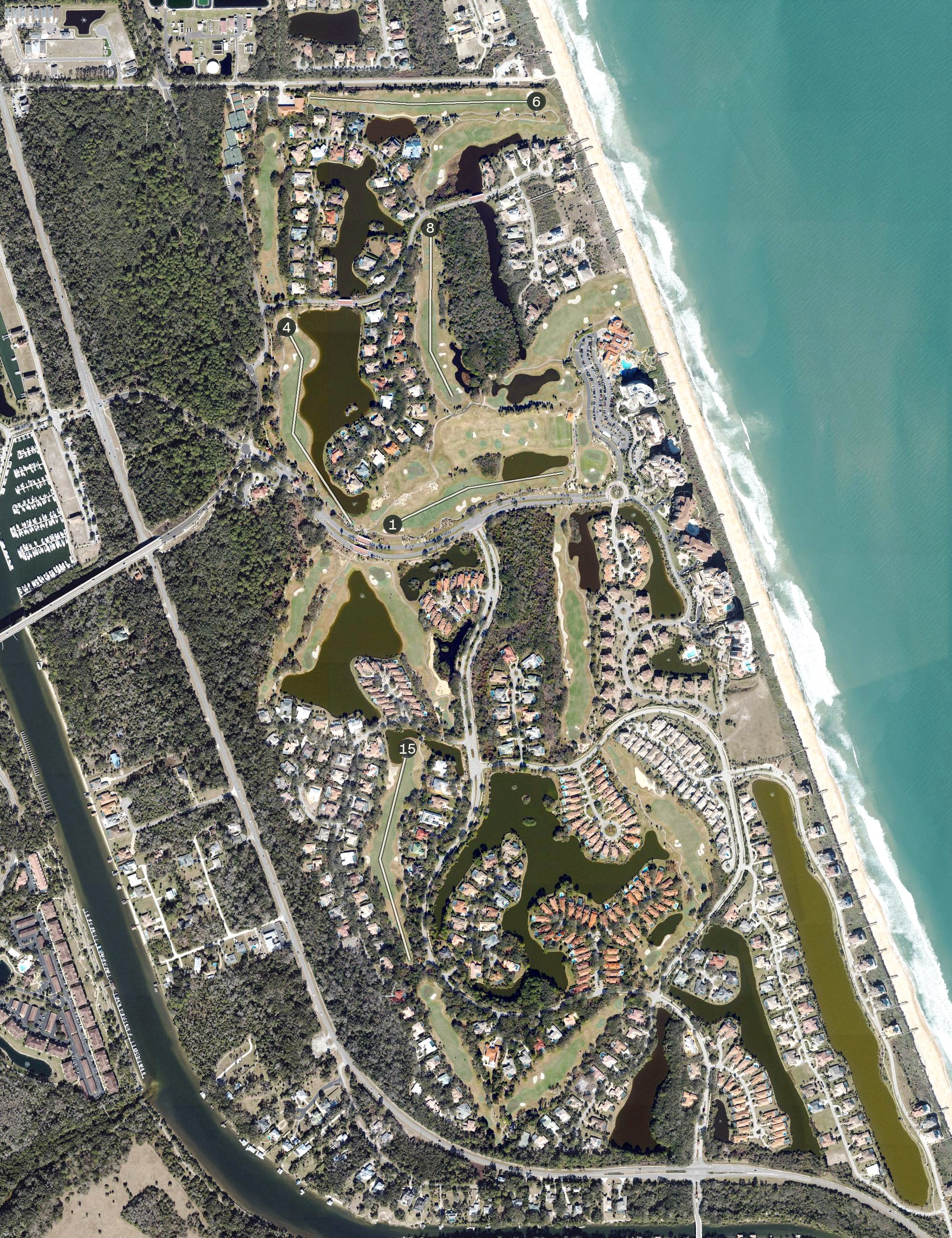 Aerial view of Hammock Dunes Links Course, FL