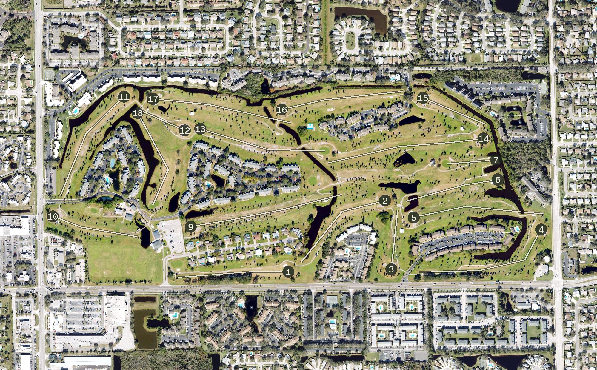 Aerial view of Harbor City Golf Course, FL