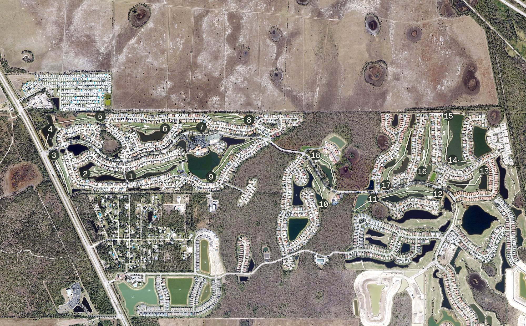 Aerial view of Herons Glen Golf and Country Club, FL