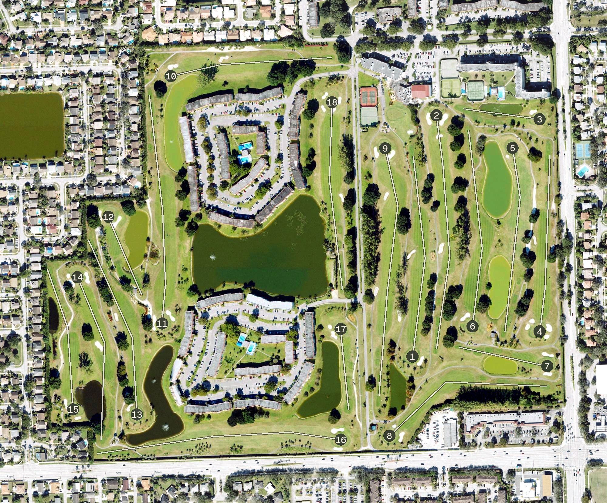 Aerial view of Hollybrook Golf and Tennis Club, FL