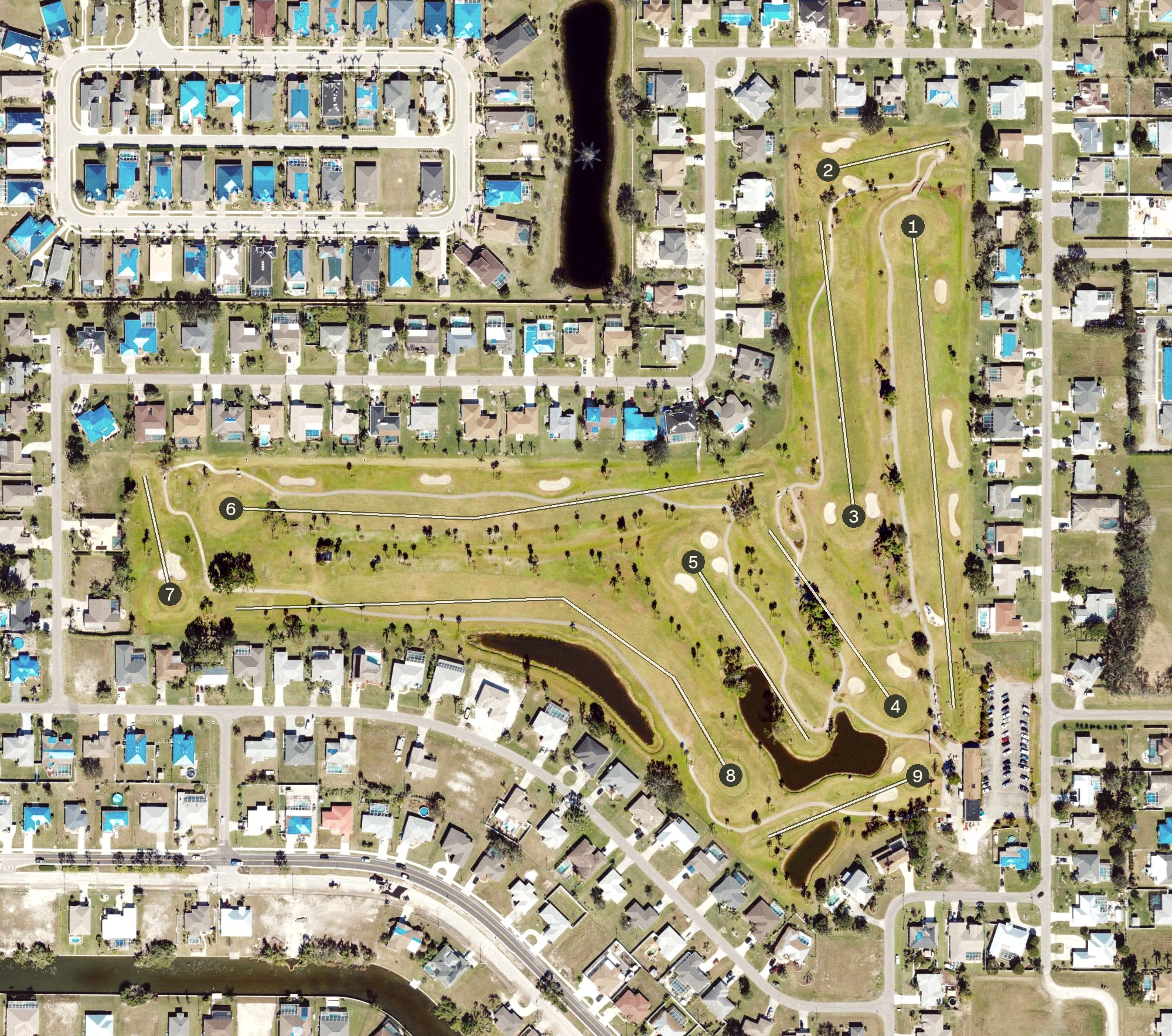 Aerial view of Hunters Run Executive Golf Course, FL