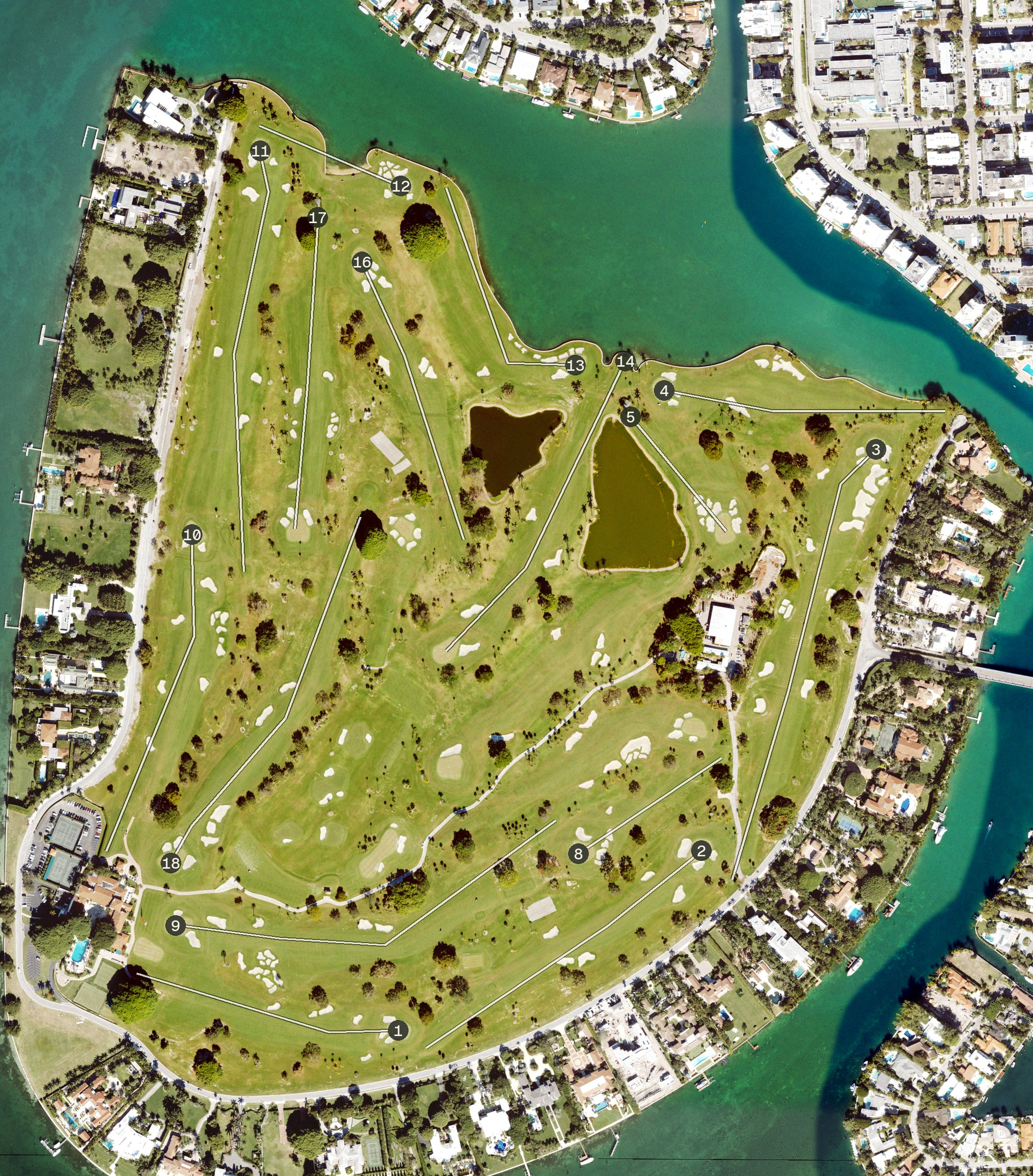 Aerial view of Indian Creek Country Club, FL