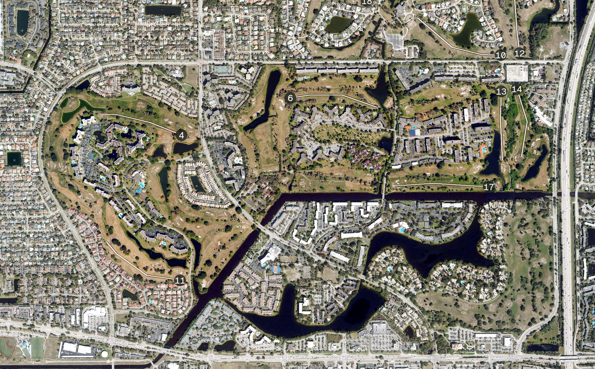 Aerial view of Inverrary Country Club, FL