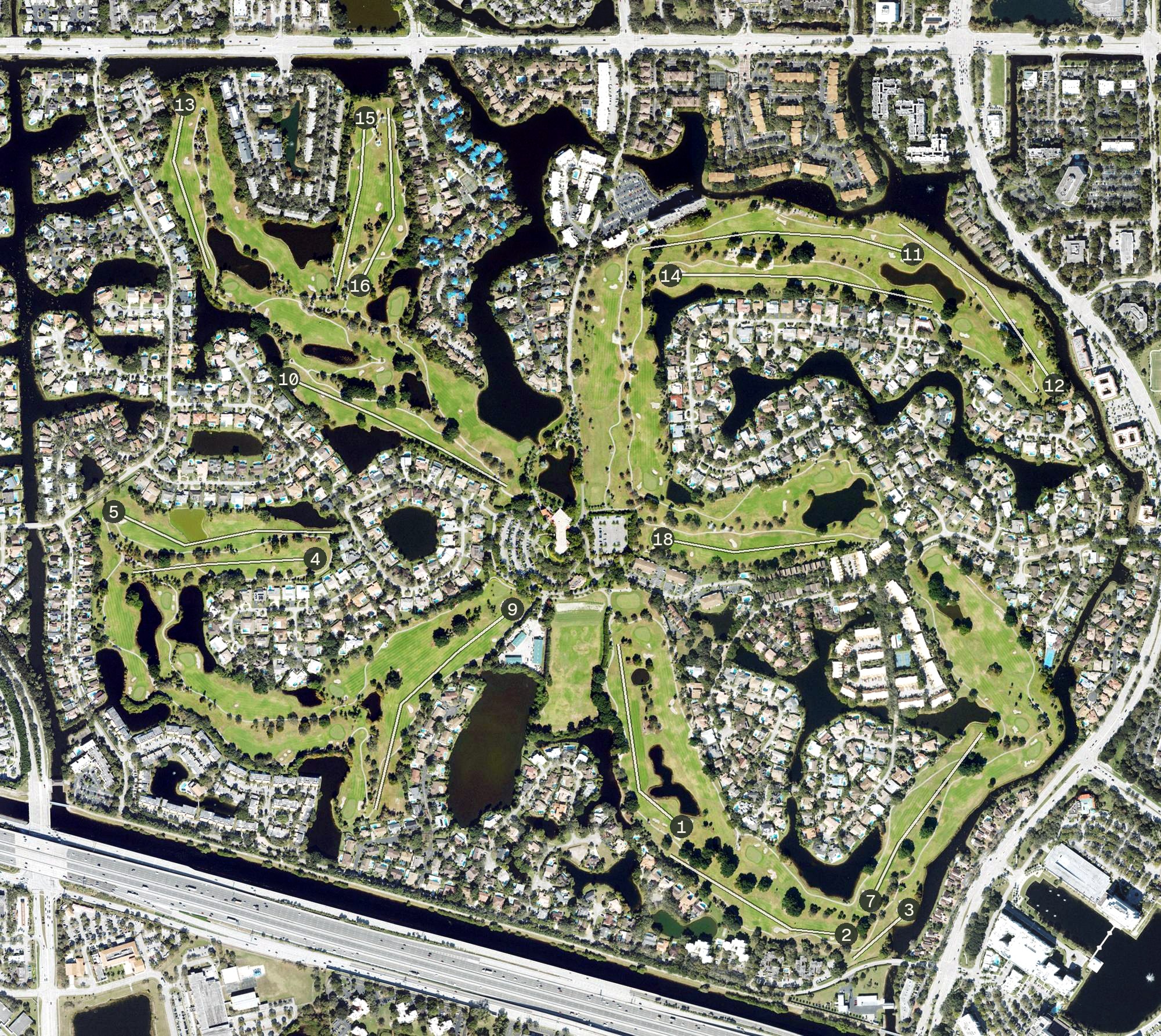 Aerial view of Jacararanda Golf Course, FL