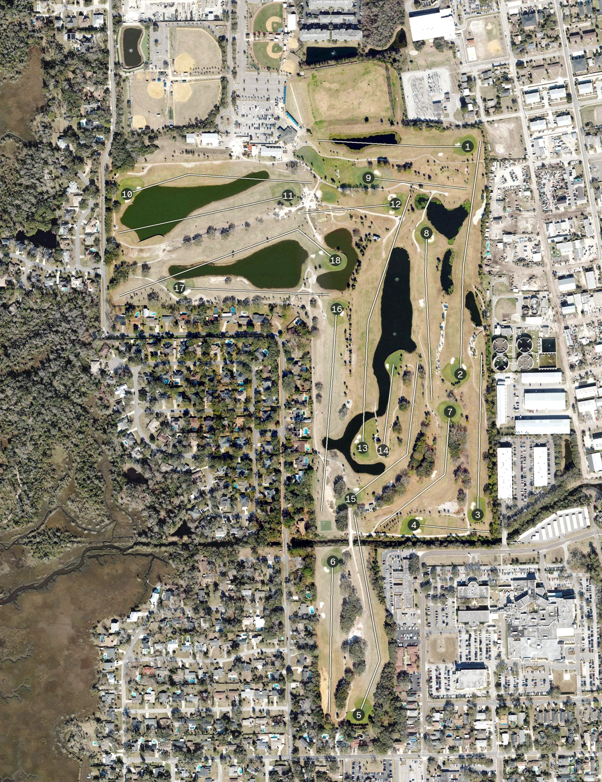 Aerial view of Jacksonville Beach Golf Club, FL