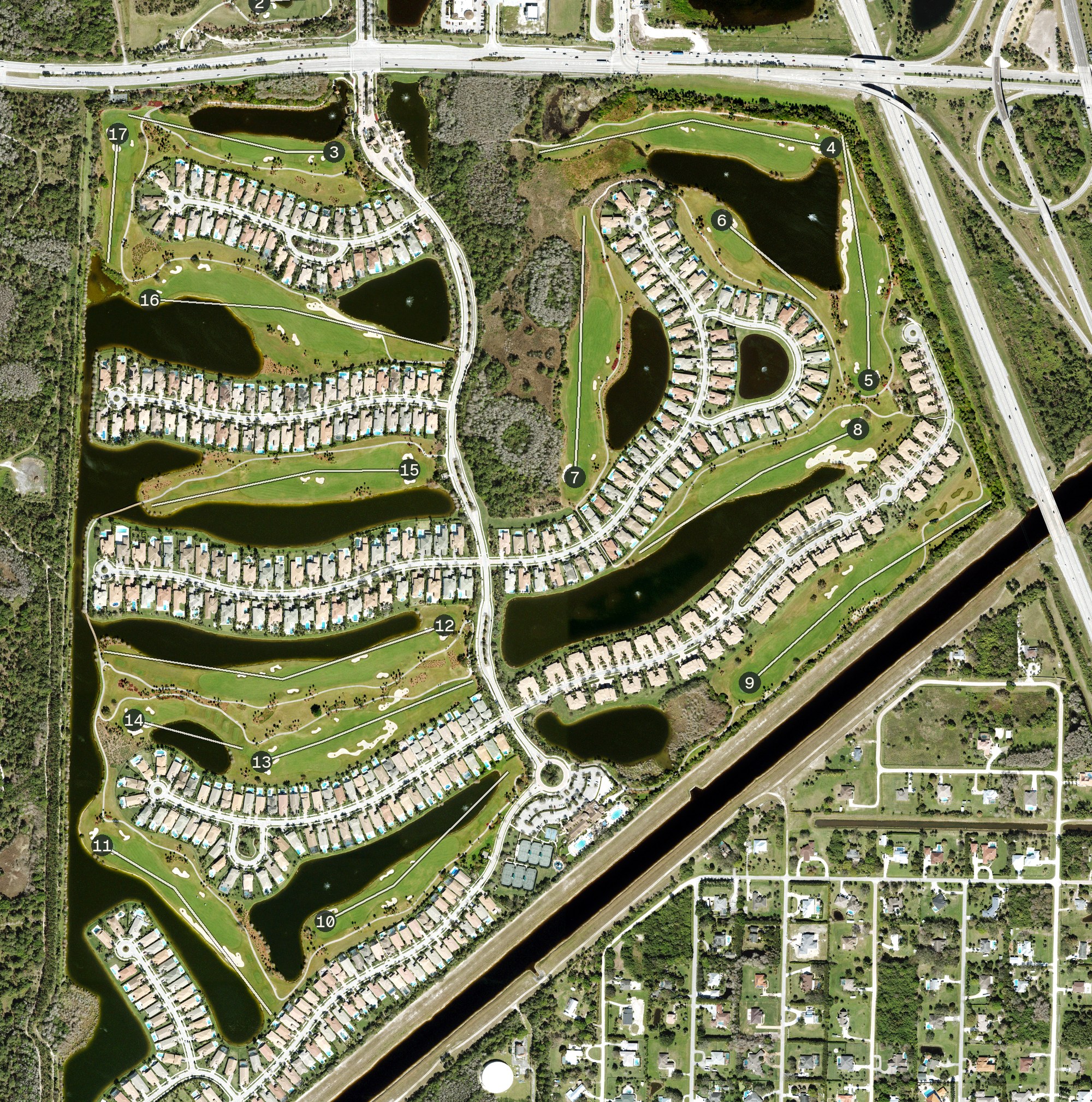 Aerial view of Jupiter Country Club, FL